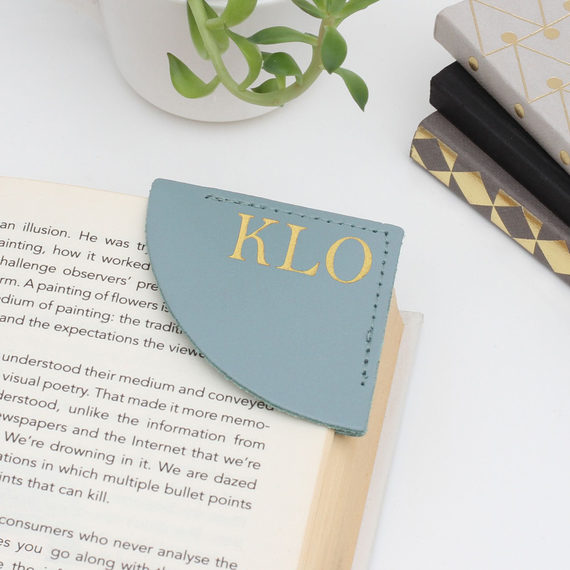 Personalised Initials Leather Page Corner Bookmark