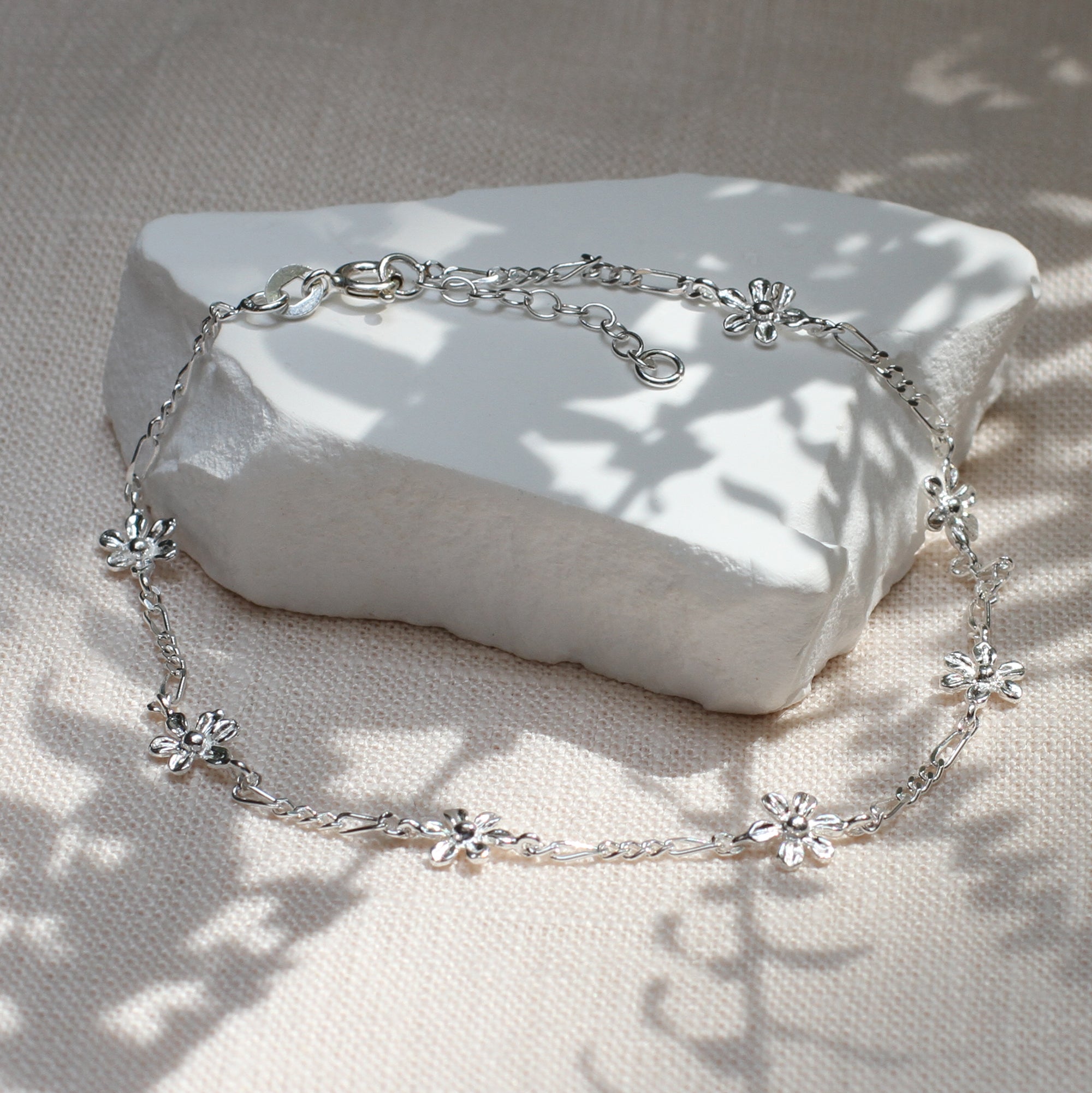 Personalised Silver Daisy Chain Anklet – Hurley Burley