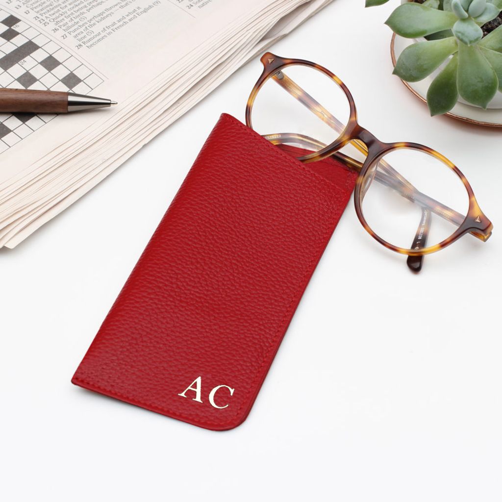 Luxury Leather Monogram Initials Glasses Case