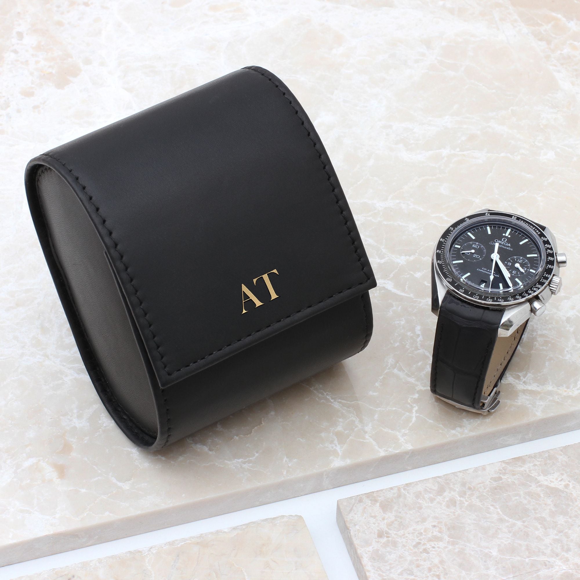 Personalised Luxury Italian Single Leather Watch Roll