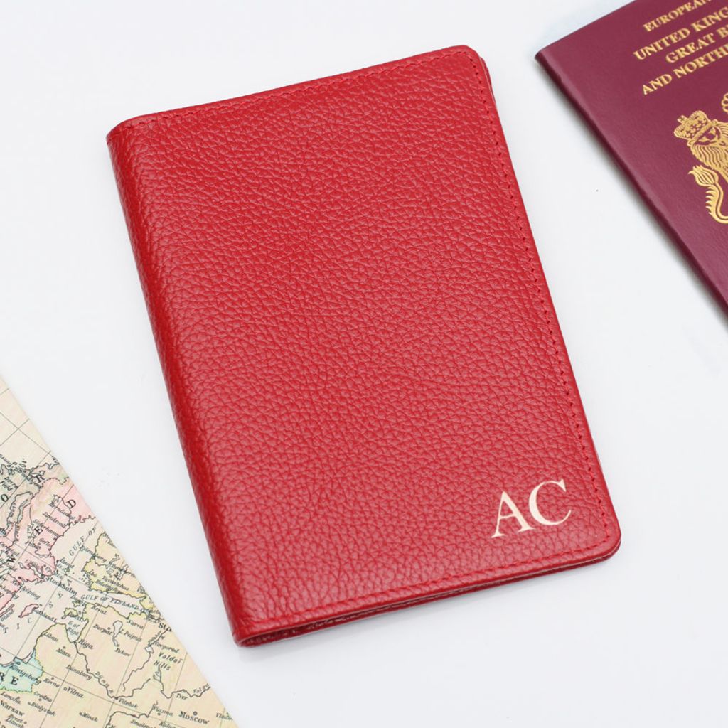Luxury Leather Embossed Initial Passport Holder