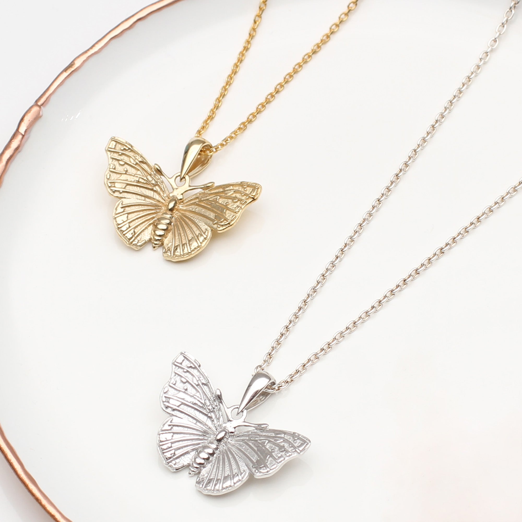 Personalised Silver or 18ct Gold Plated Butterfly Necklace