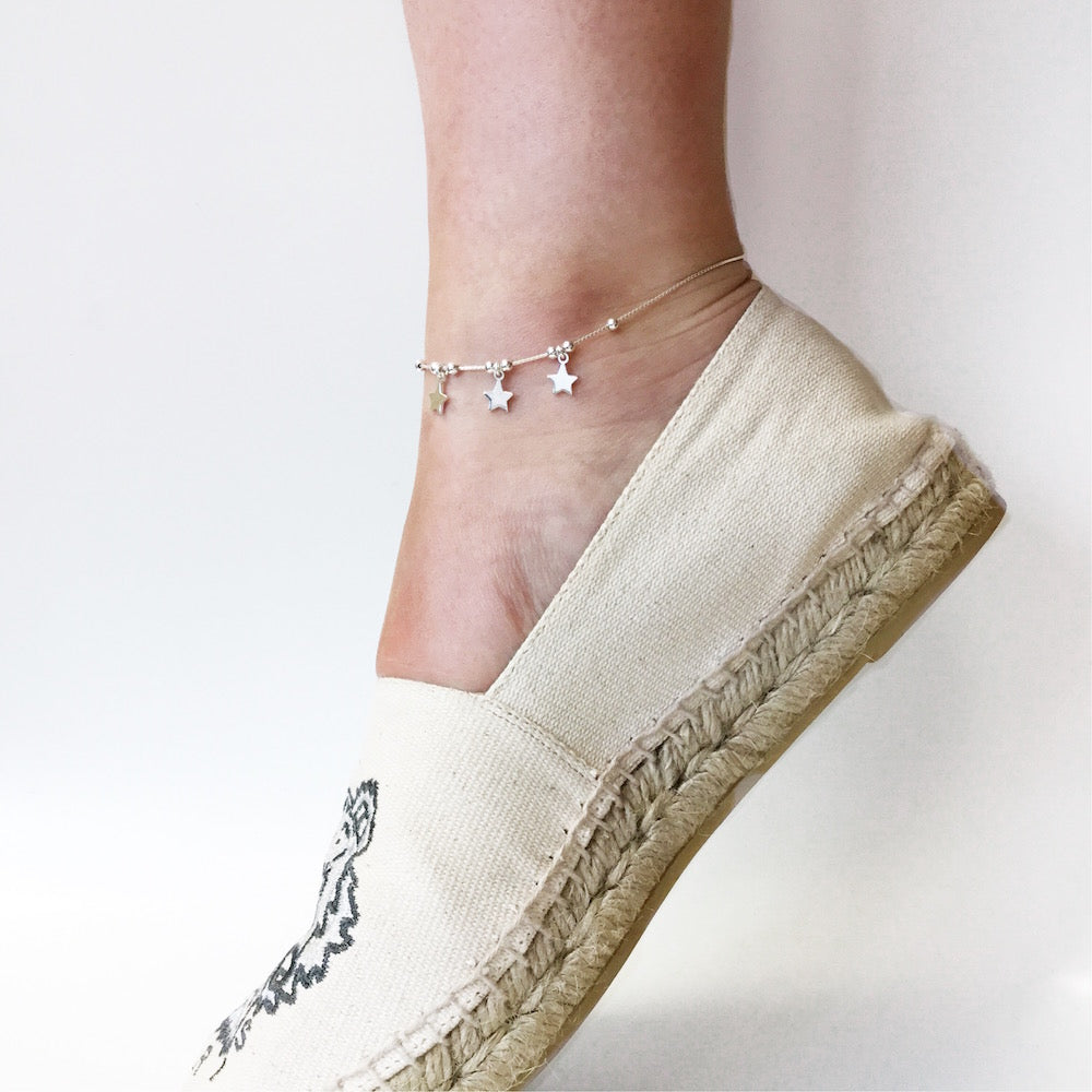 Personalised Sterling Silver Star Anklet