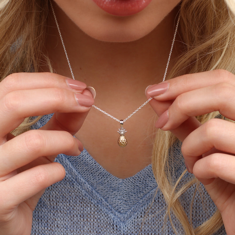 18ct Gold Plated & Sterling Silver Pineapple Necklace