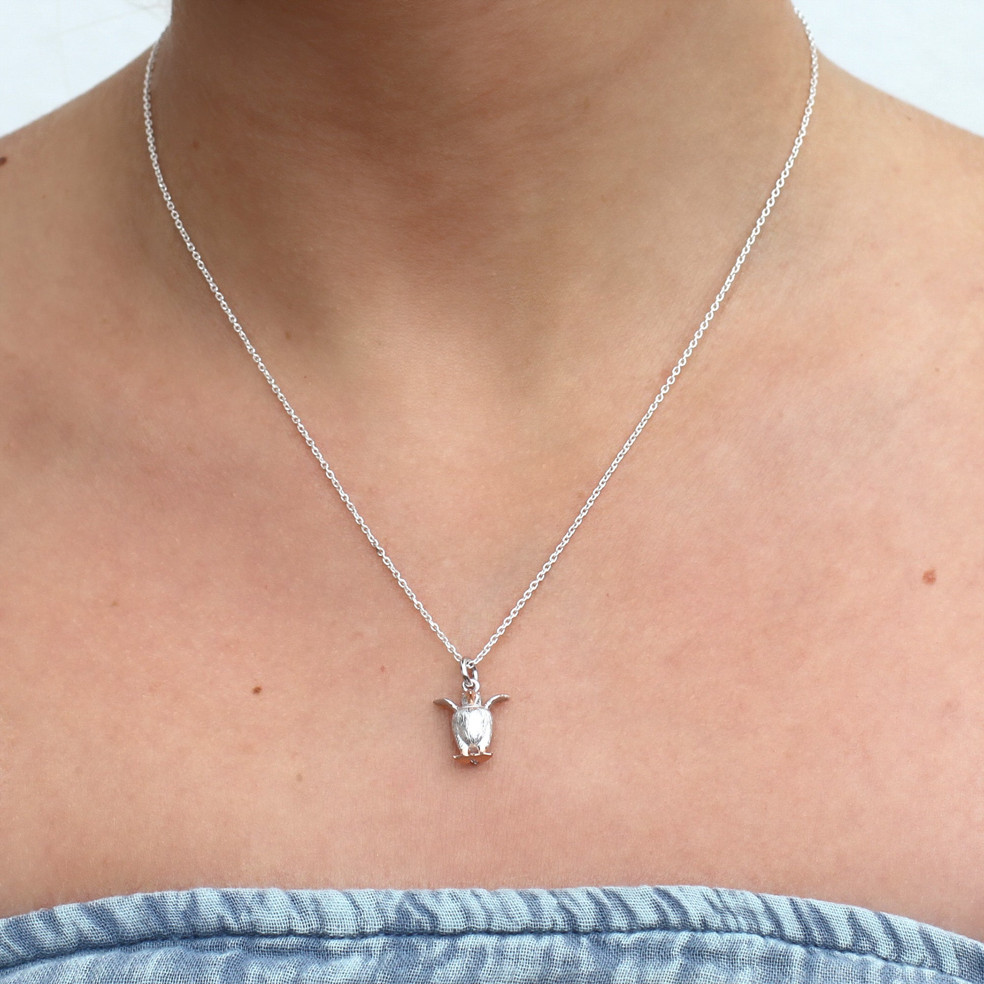 Personalised Silver & 18ct Gold Plated Puffin Necklace