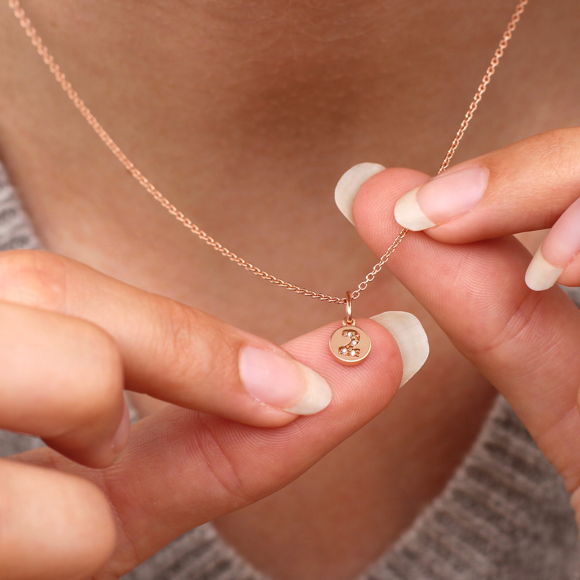 18ct Rose Gold Personalised Genuine Diamond Lucky Number Necklace