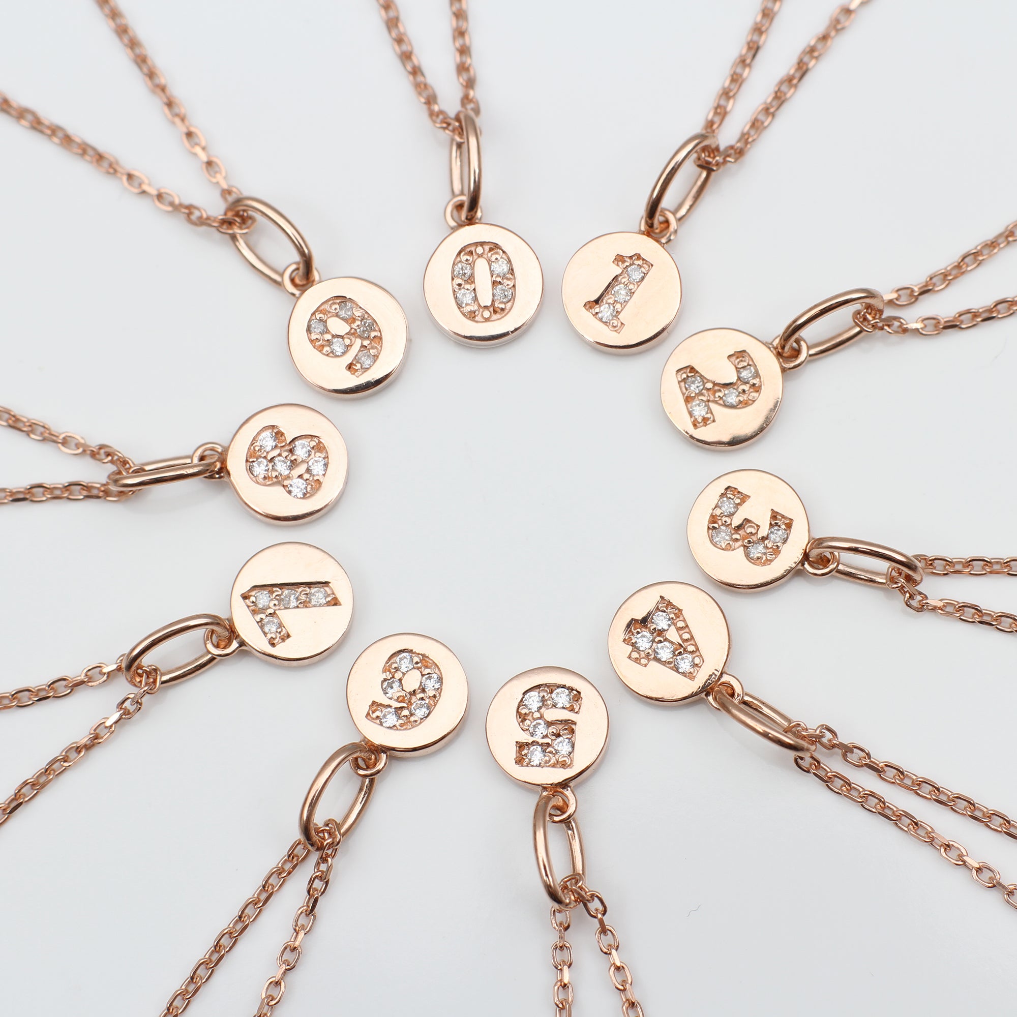 18ct Rose Gold Personalised Genuine Diamond Lucky Number Necklace
