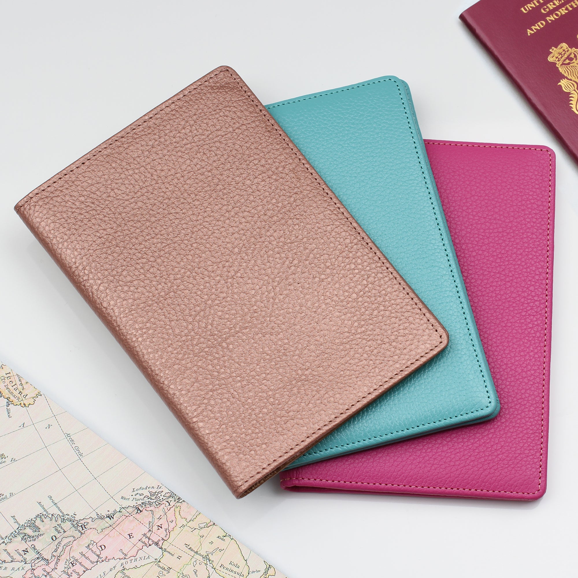 Luxury Leather Embossed Large Initial Passport Holder