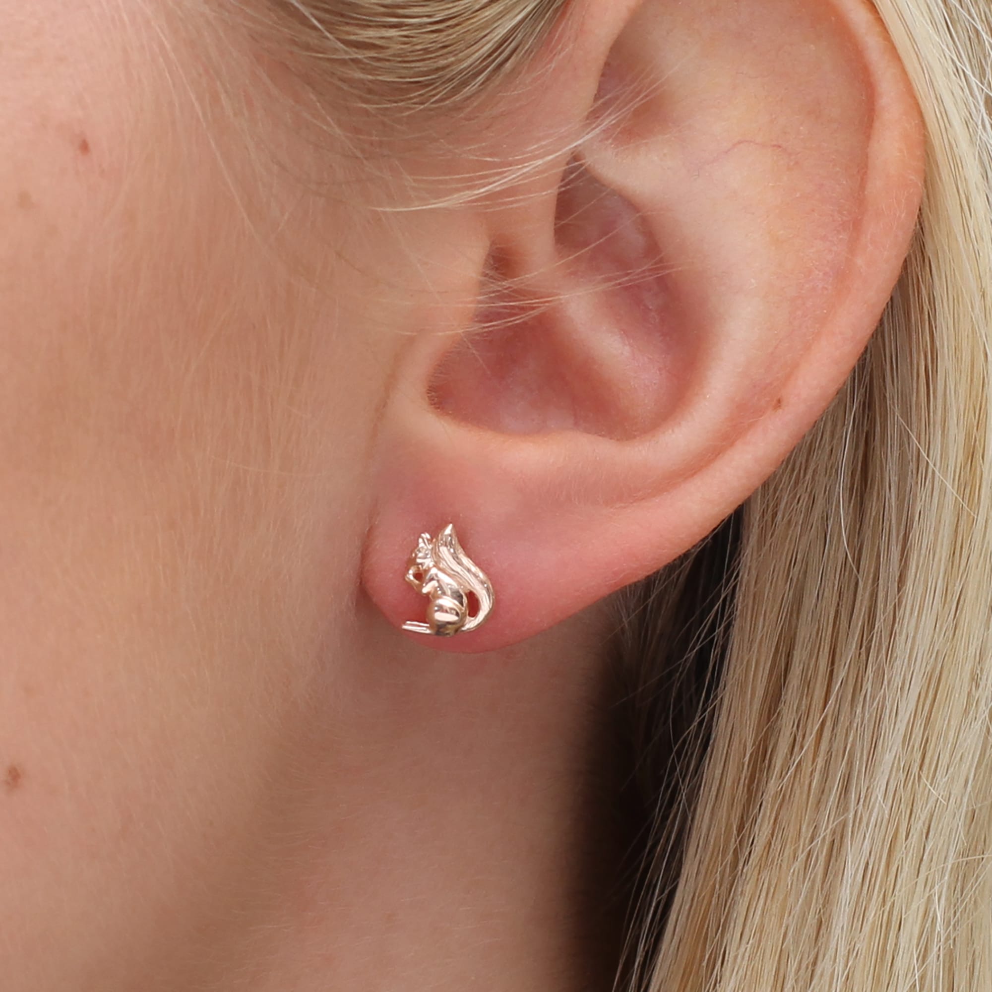 18ct Rose Gold Plated Squirrel Stud Earrings