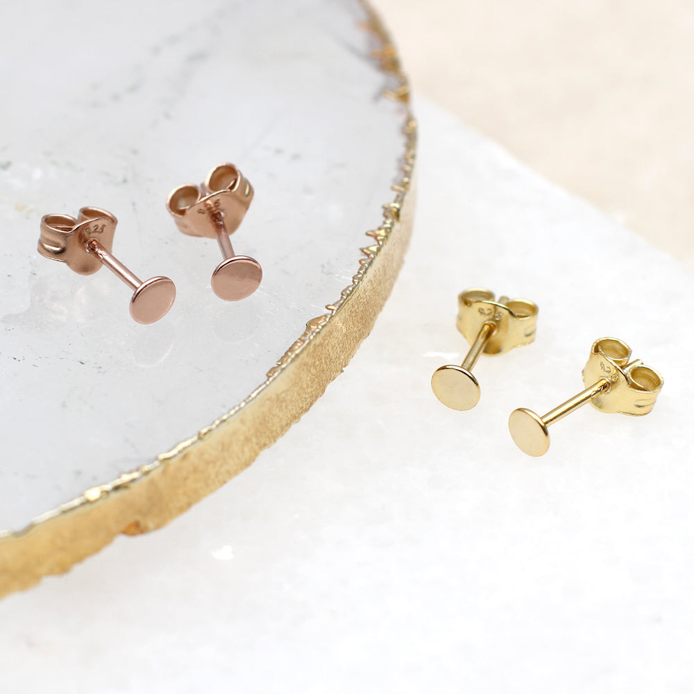 Contemporary Sterling Silver or 18ct Gold Plated Dot Stud Earrings