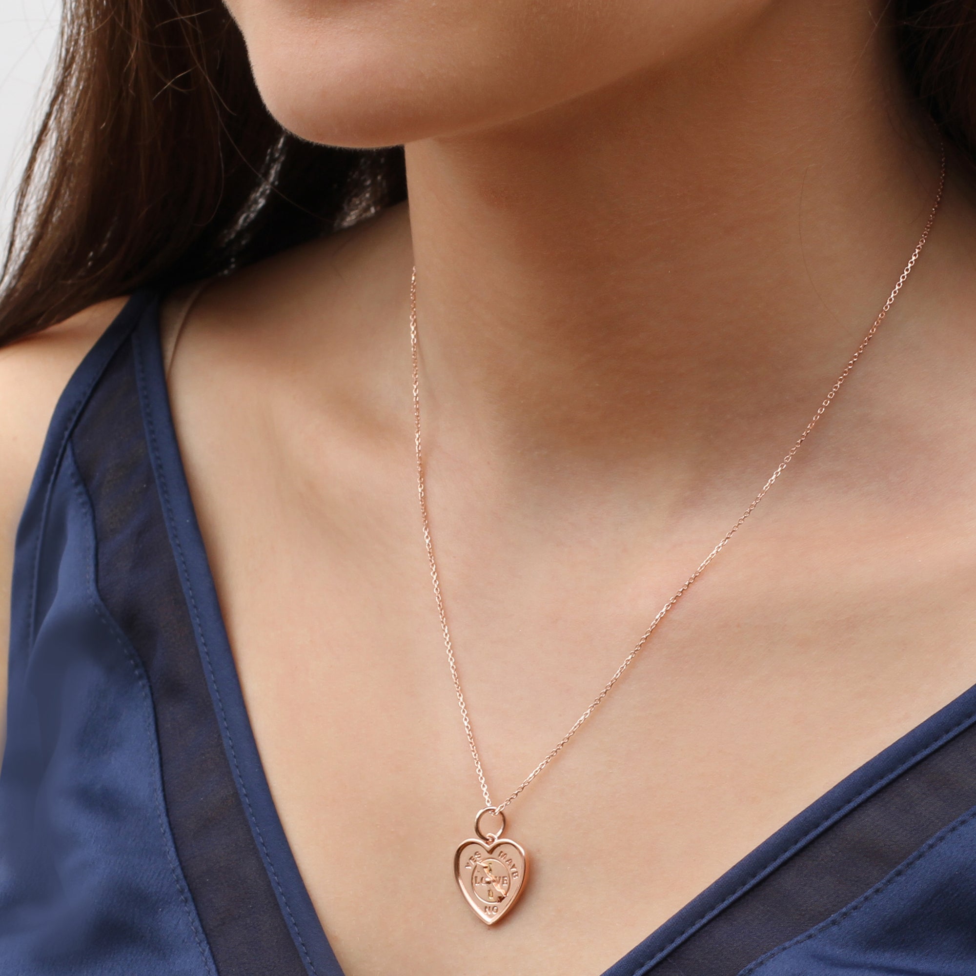 Personalised 18ct Rose Gold 'I Love You' Arrow Spinner Necklace