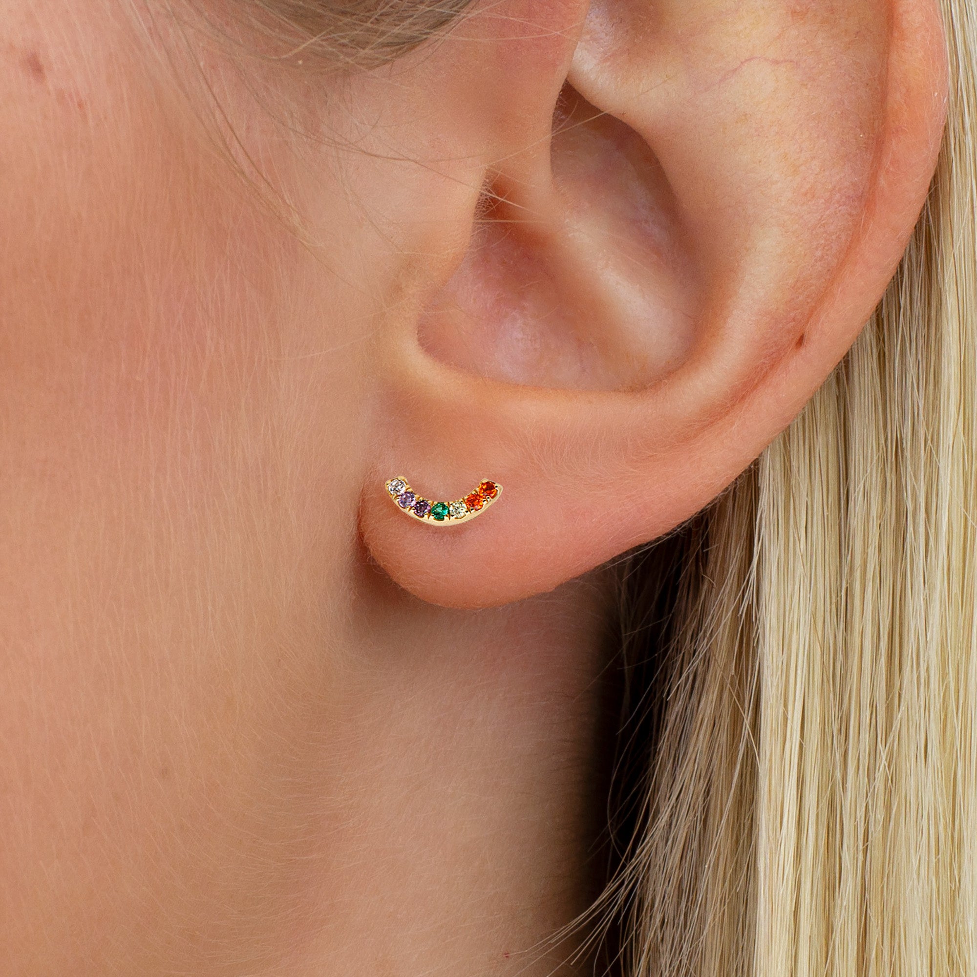 18ct Gold Plated Rainbow Stud Earrings