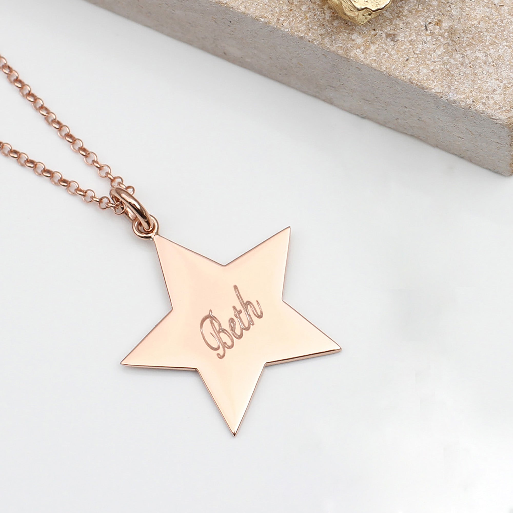 18ct Rose Gold Personalised Super Star Name Necklace