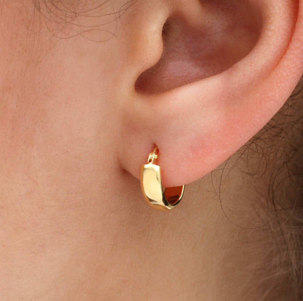 18ct Gold Plated Or Silver Creole Huggie Hoop Earrings