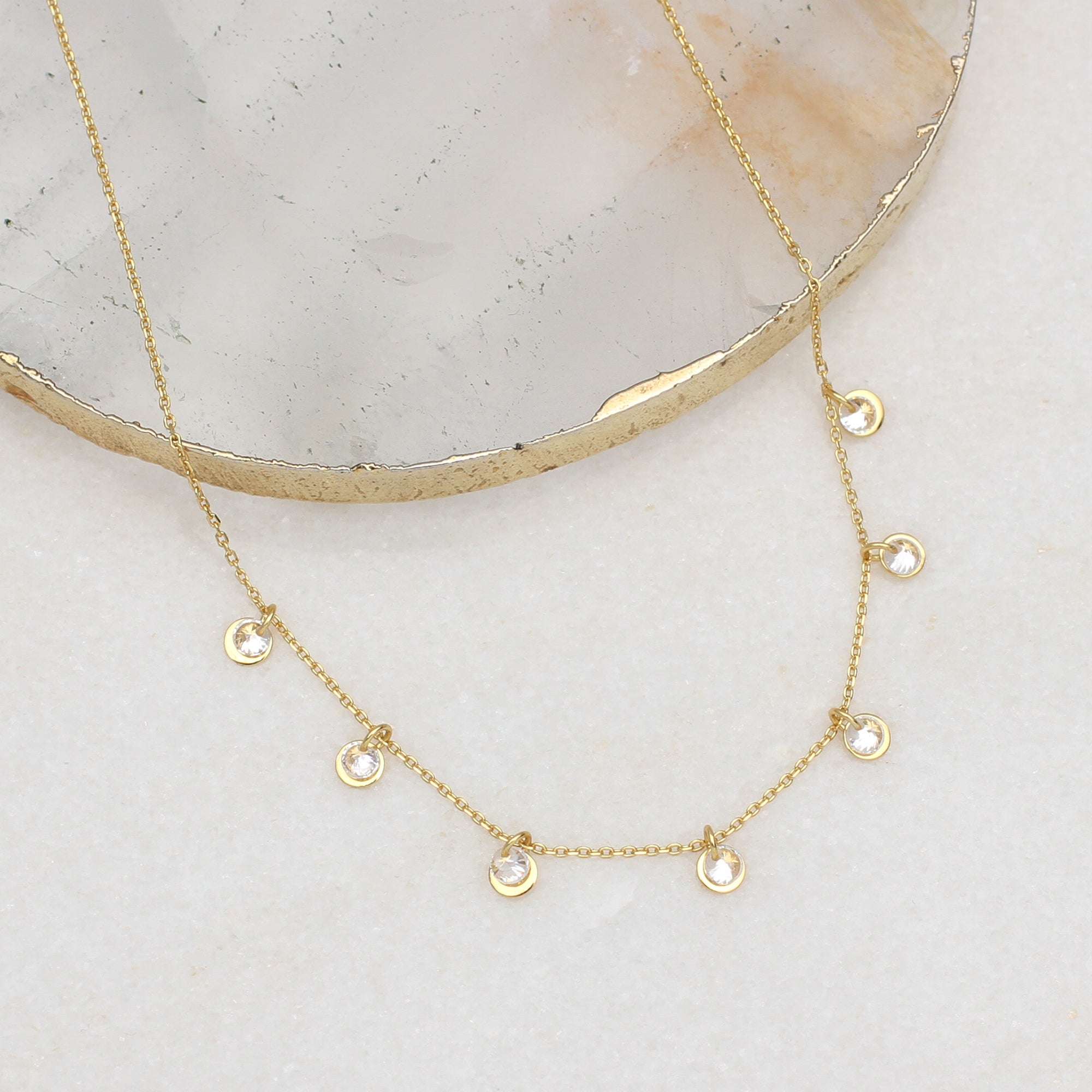 18ct Gold Plated & Crystal Sequin Personalised Necklace