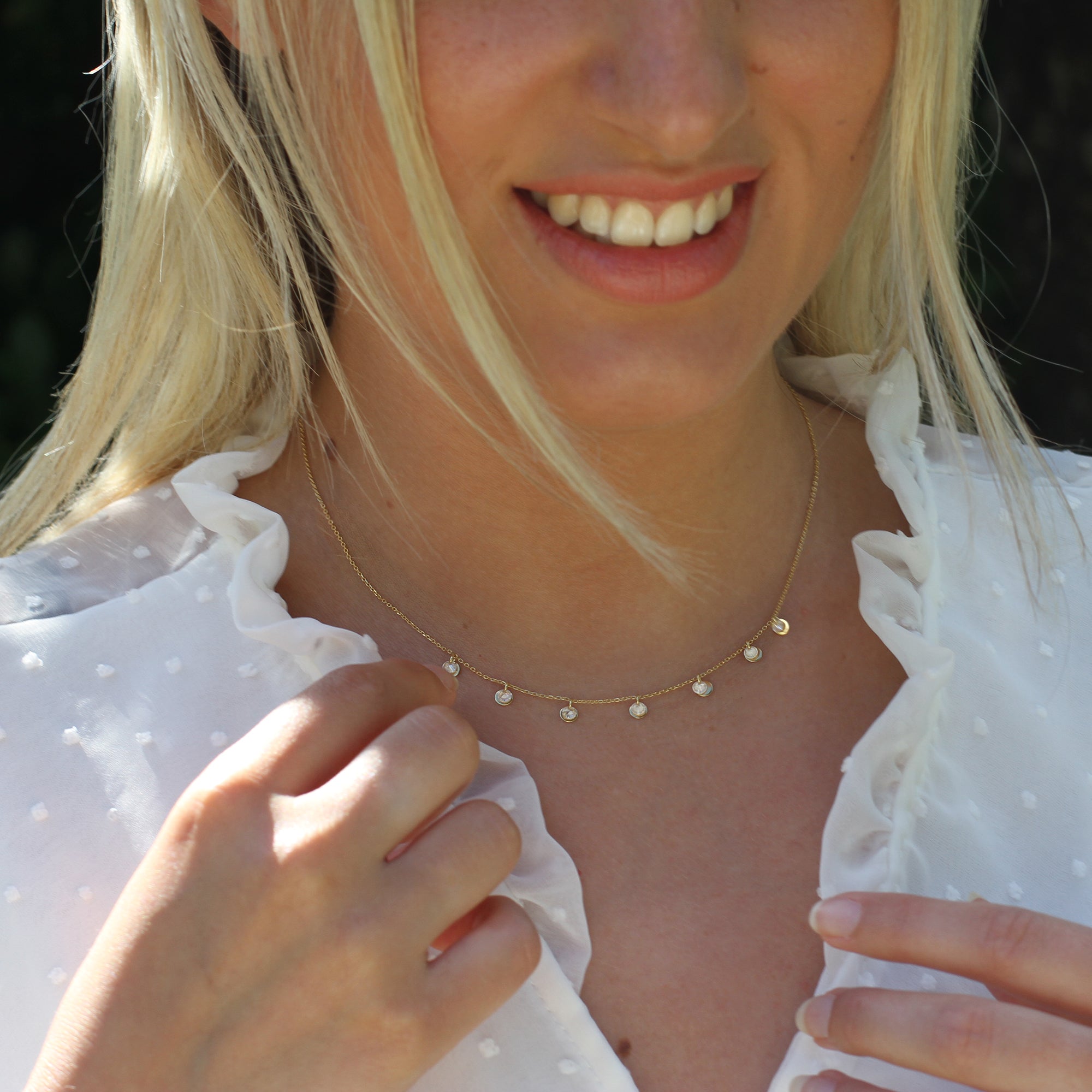 18ct Gold Plated & Crystal Sequin Personalised Necklace