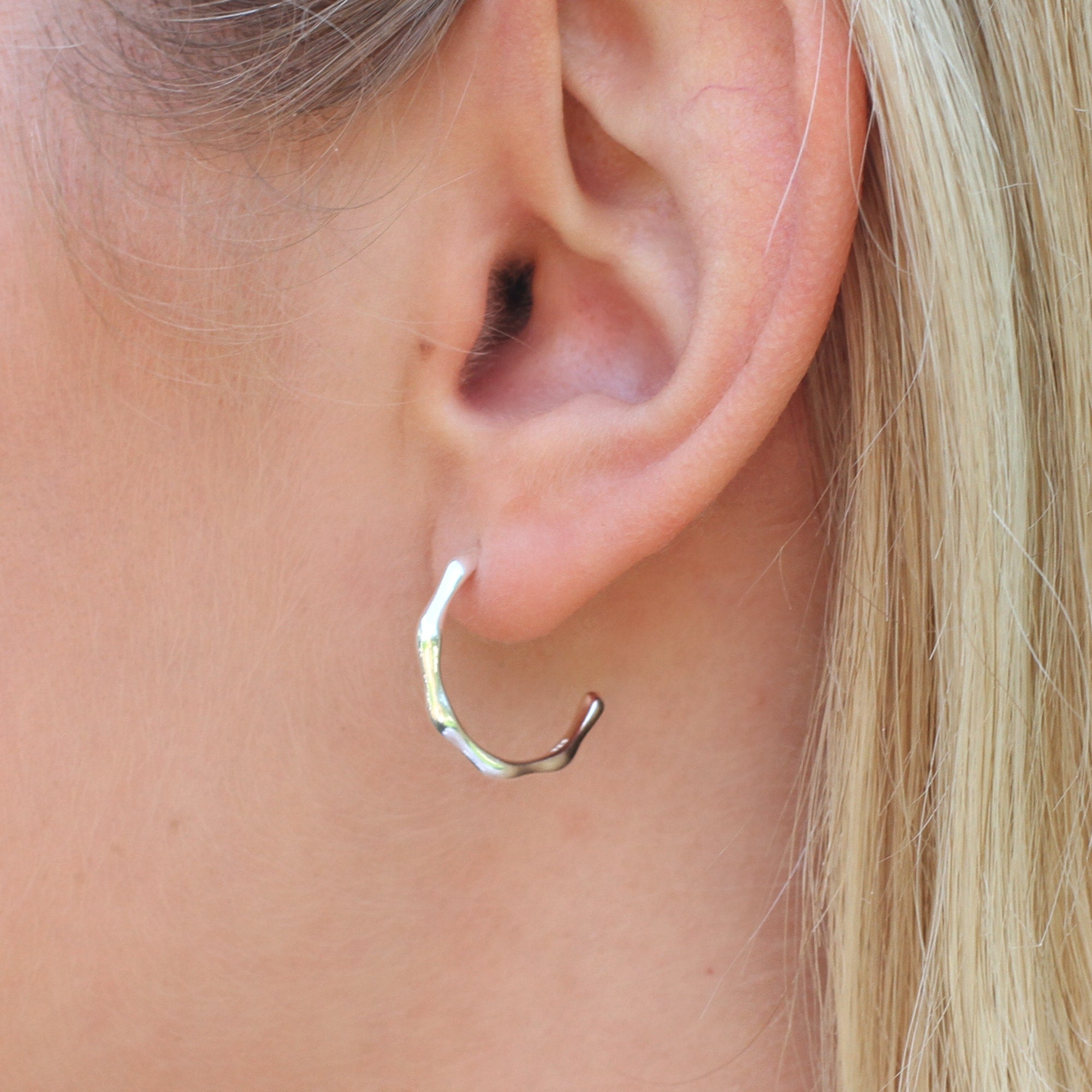 18ct Gold Plated Or Sterling Bamboo Hoop Earrings