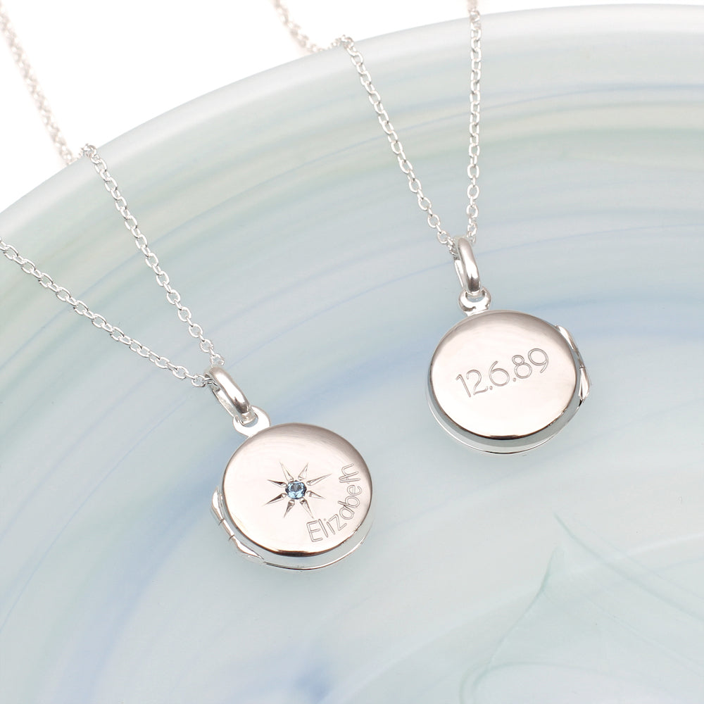【HURLEY BURLEY】BIRTHSTONE & INITIAL GLASS LOCKET 誕生石♪ Personalised Sterling Silver or 18ct Rose Gold Birthstone