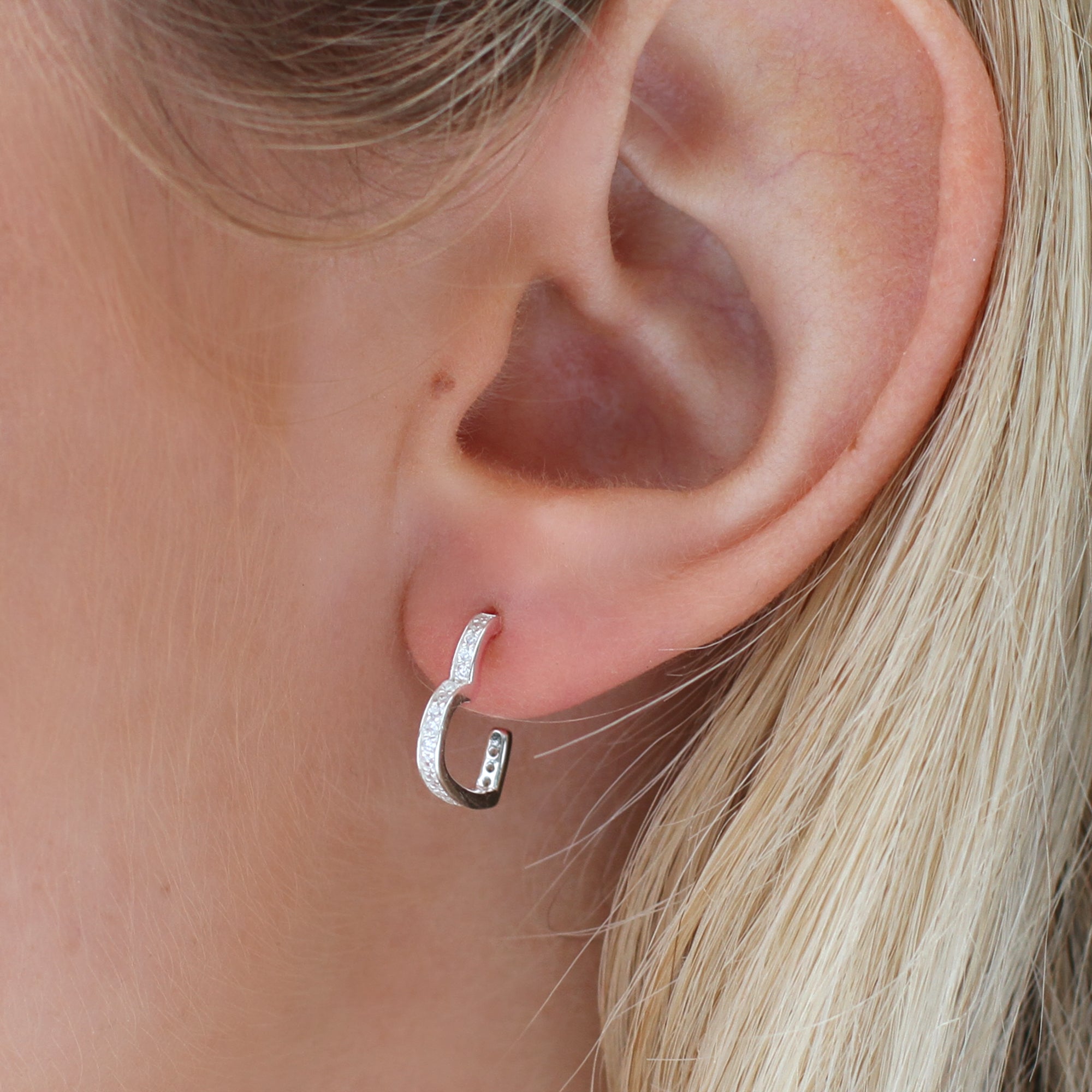 18ct Gold Plated Or Silver Crystal Heart Hoop Earrings