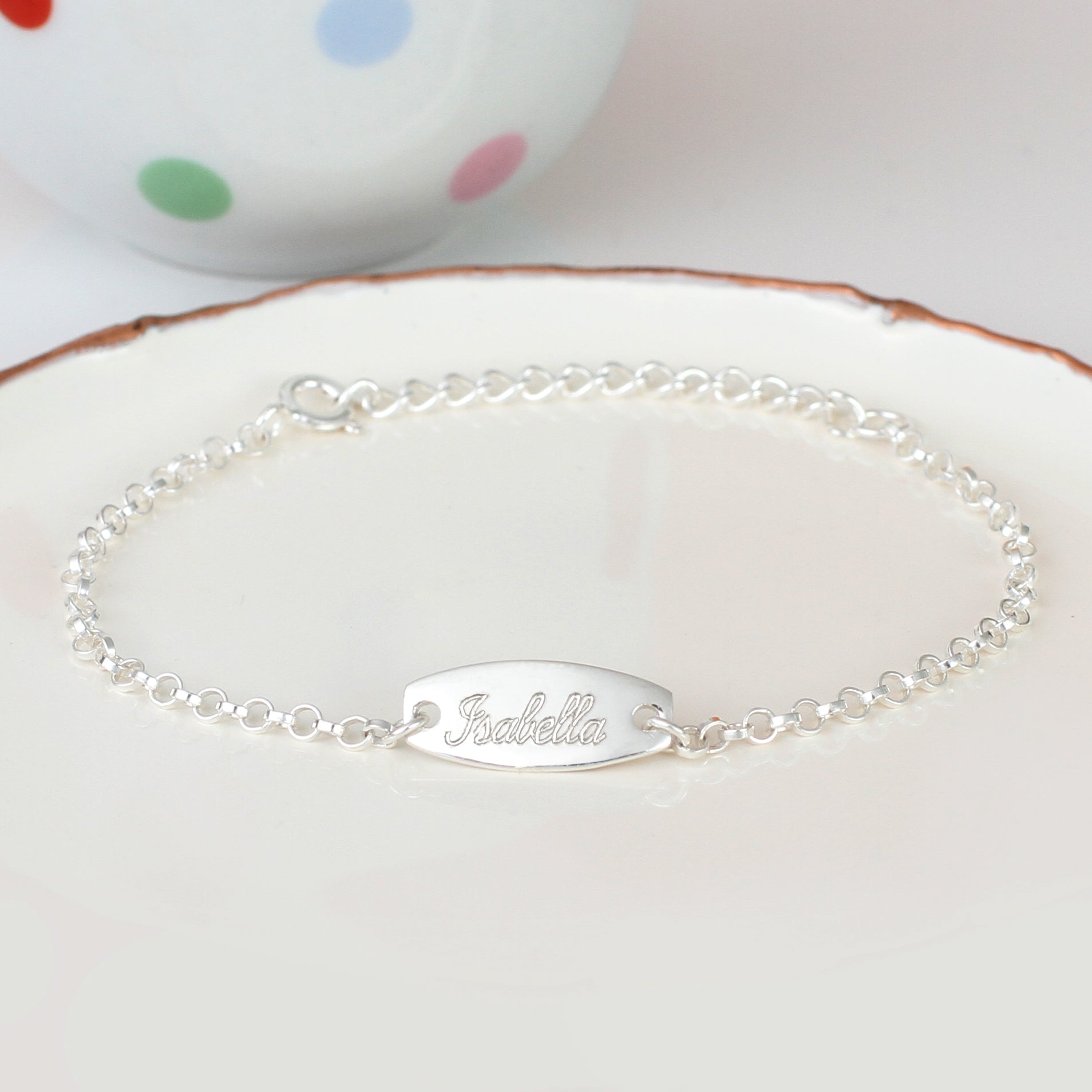 Personalised Sterling Silver Christening Bracelet