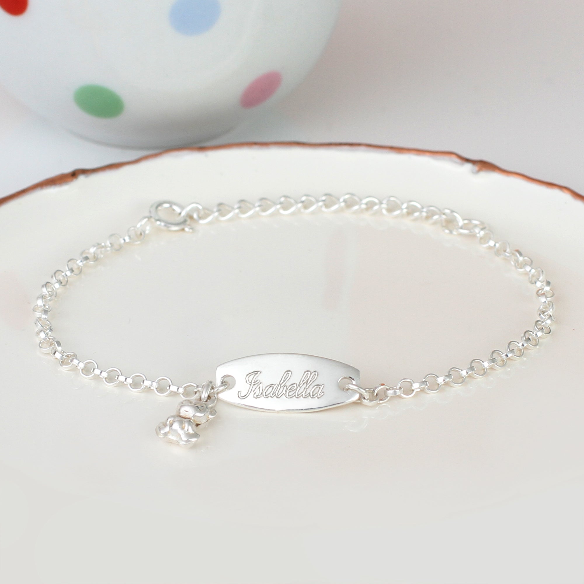 Personalised Sterling Silver Christening Bracelet