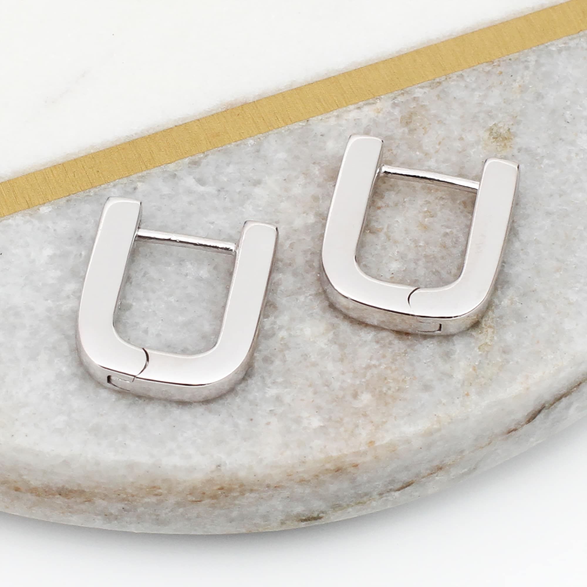 18ct Gold Plated Or Silver Chunky U Shape Hoop Earrings