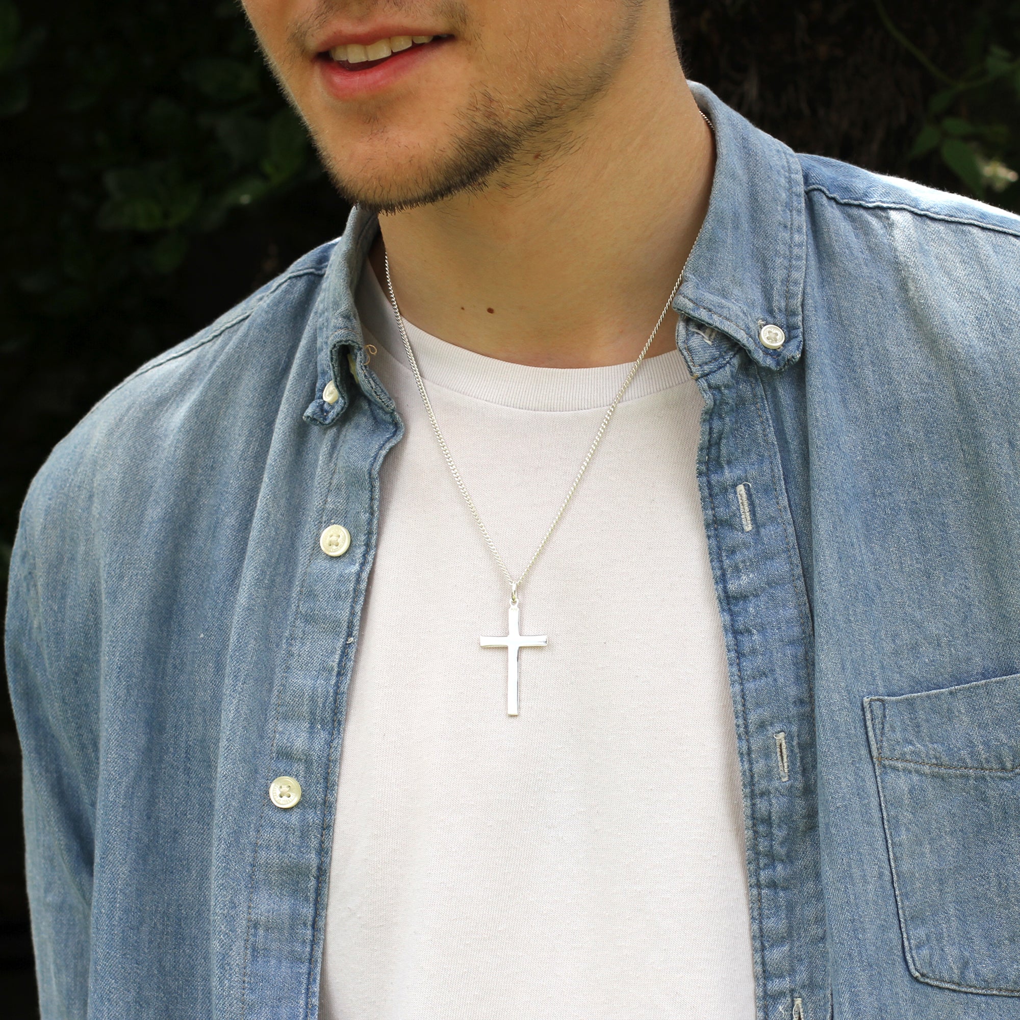 Men's Sterling Silver Cross Necklace