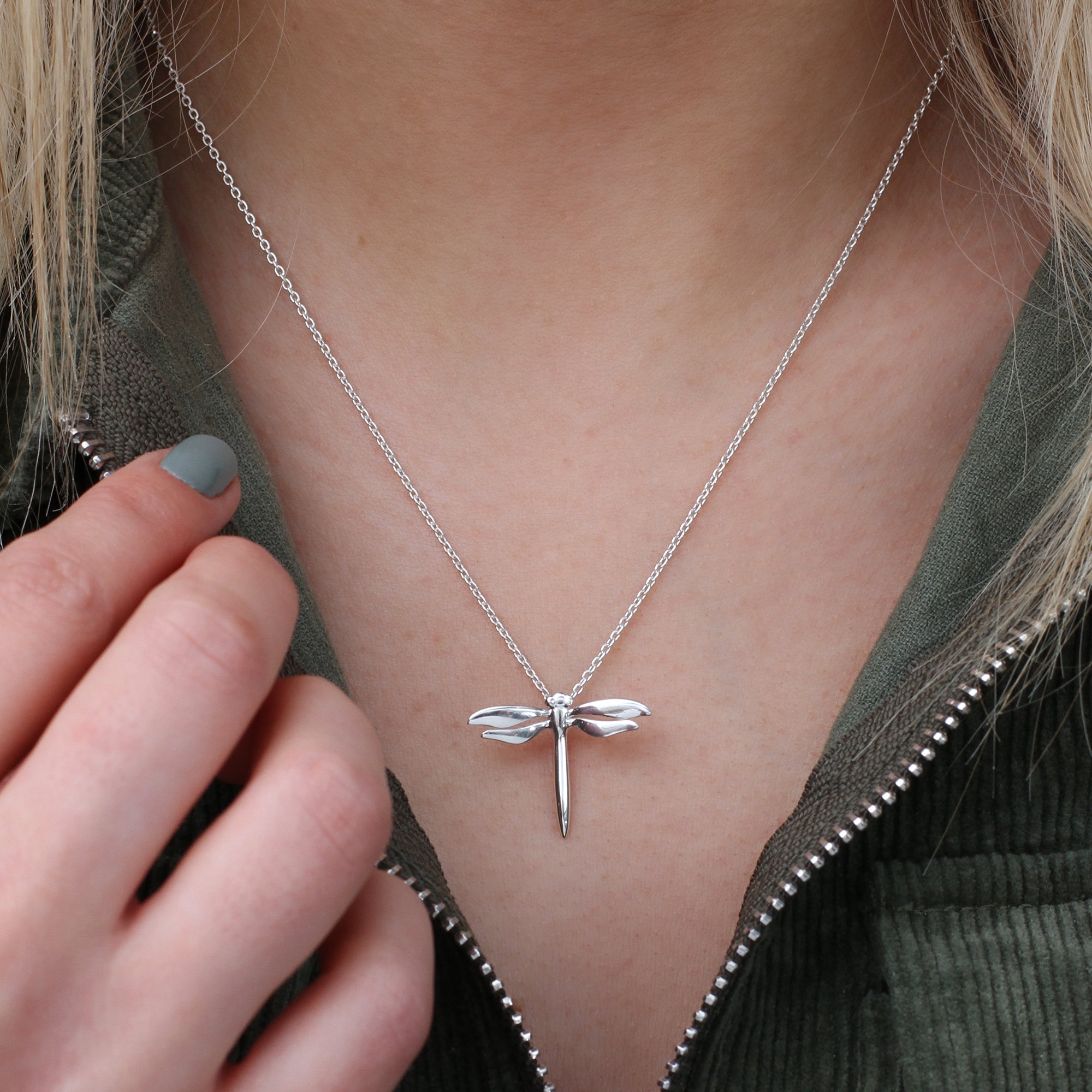Personalised Sterling Silver Dragonfly Necklace