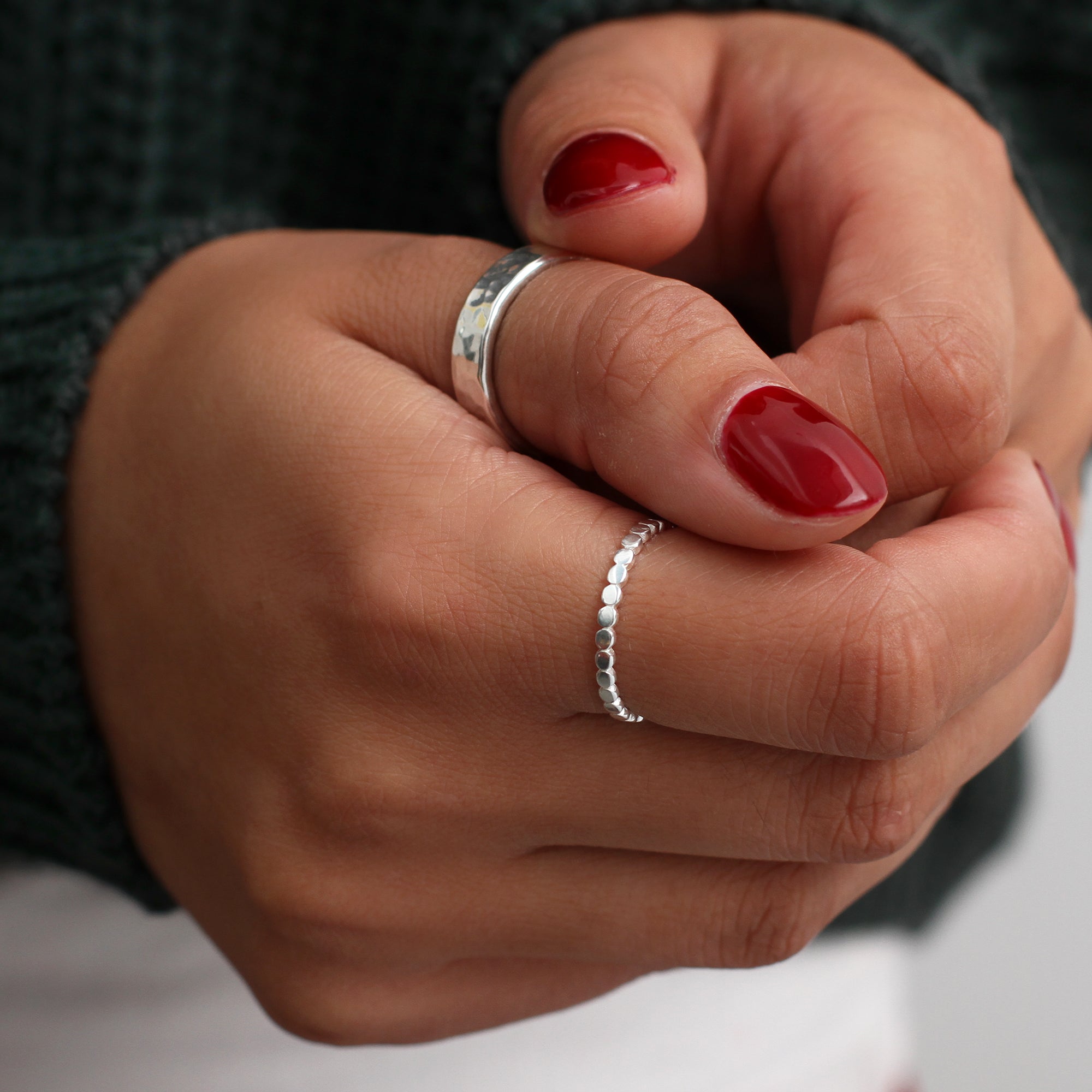 Sterling Silver Beaded Stacking Ring