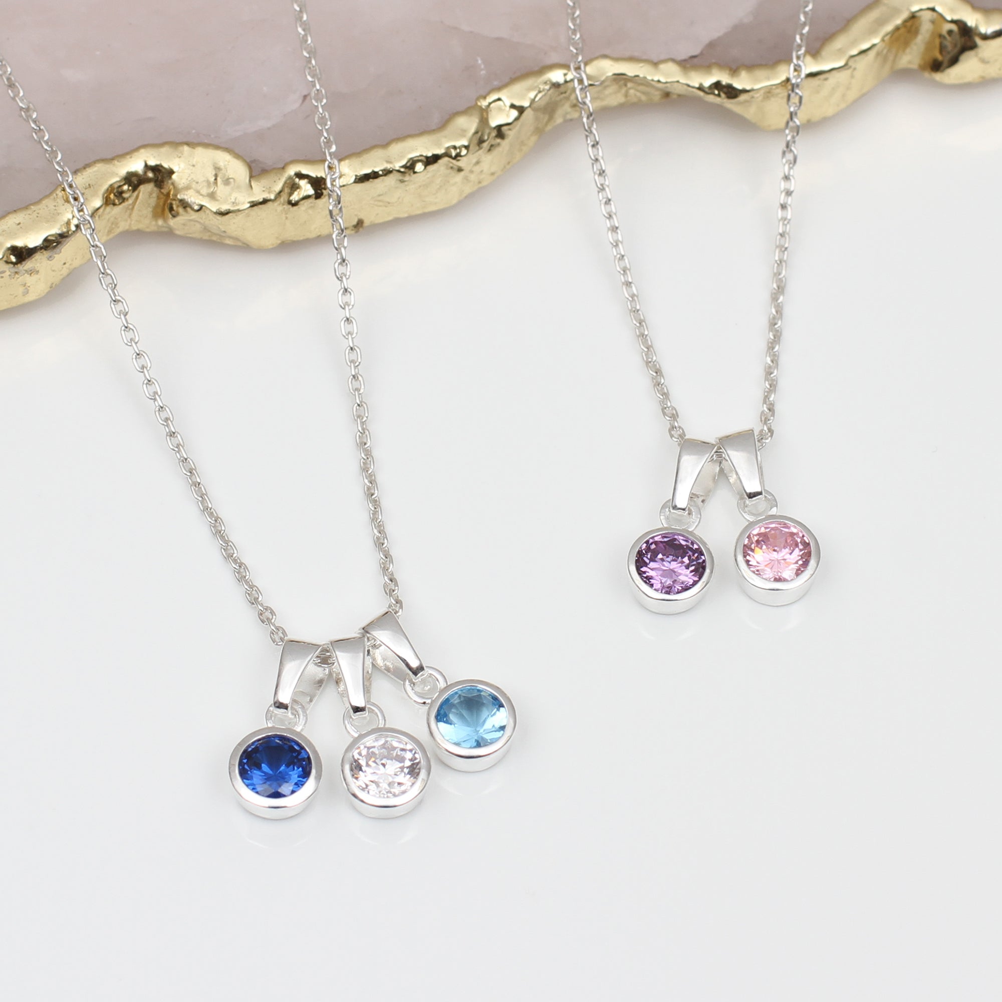 Sterling Silver Family Birthstone Necklace – Hurley Burley