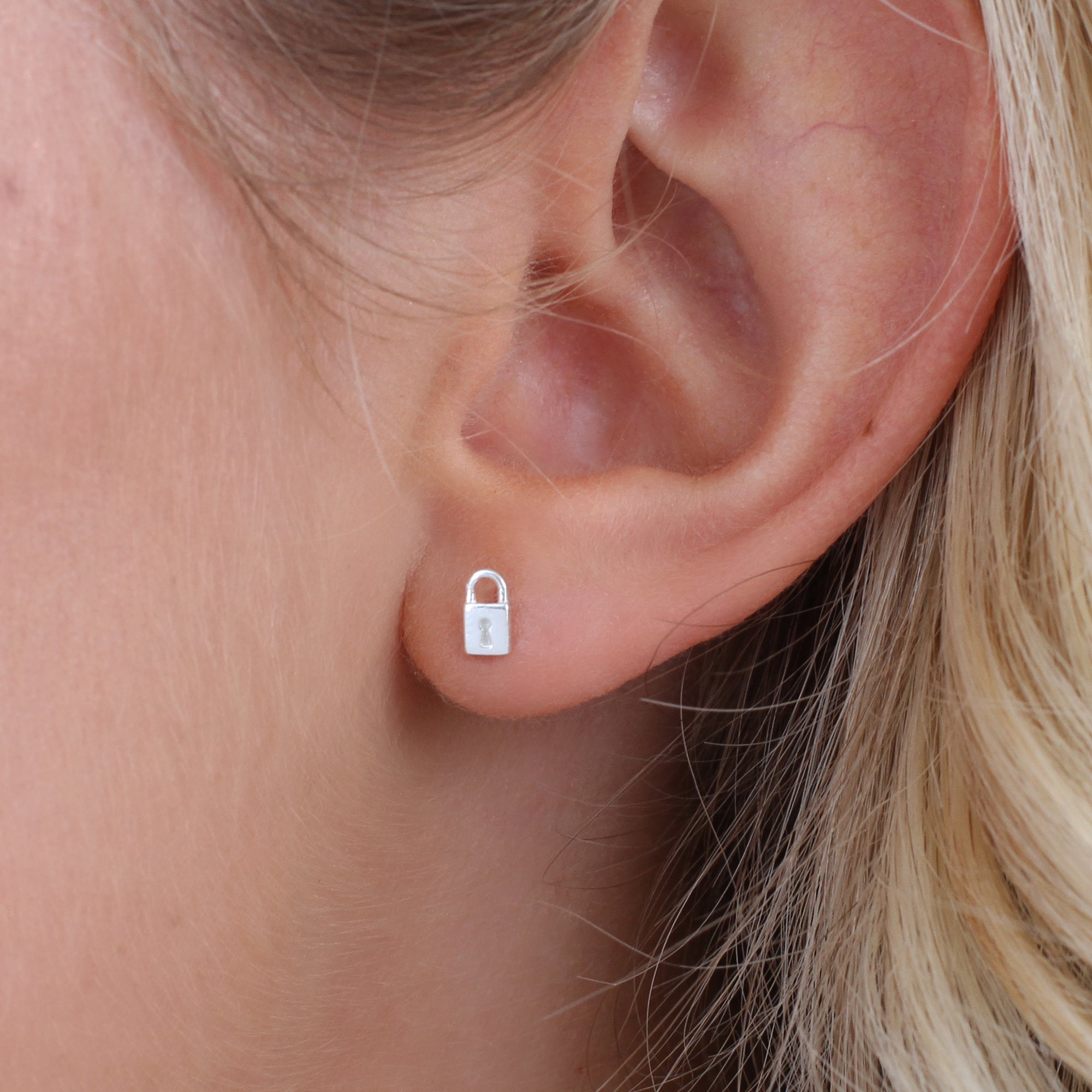 Sterling Silver Lock And Key Earrings