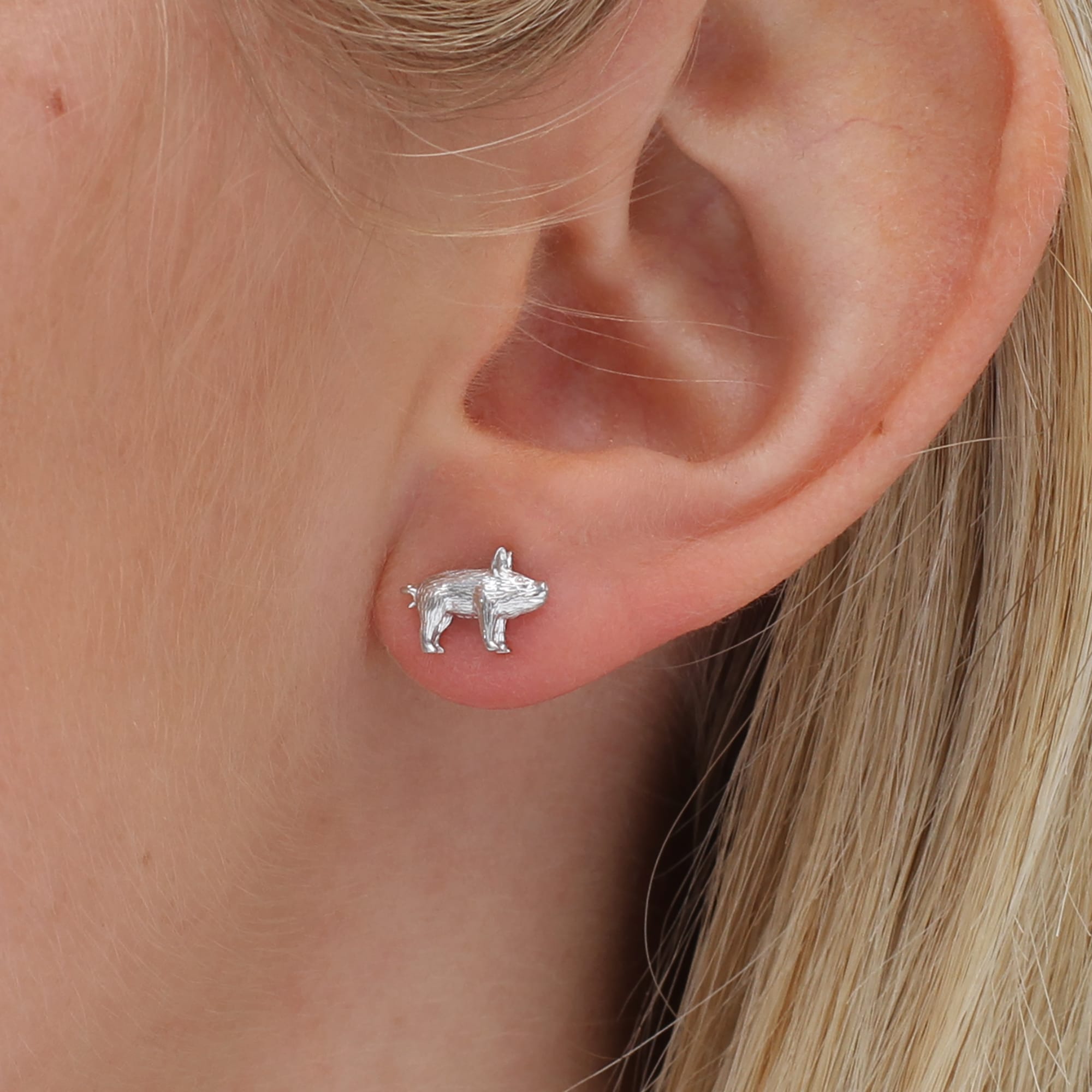 18ct Gold Plated Piglet Stud Earrings