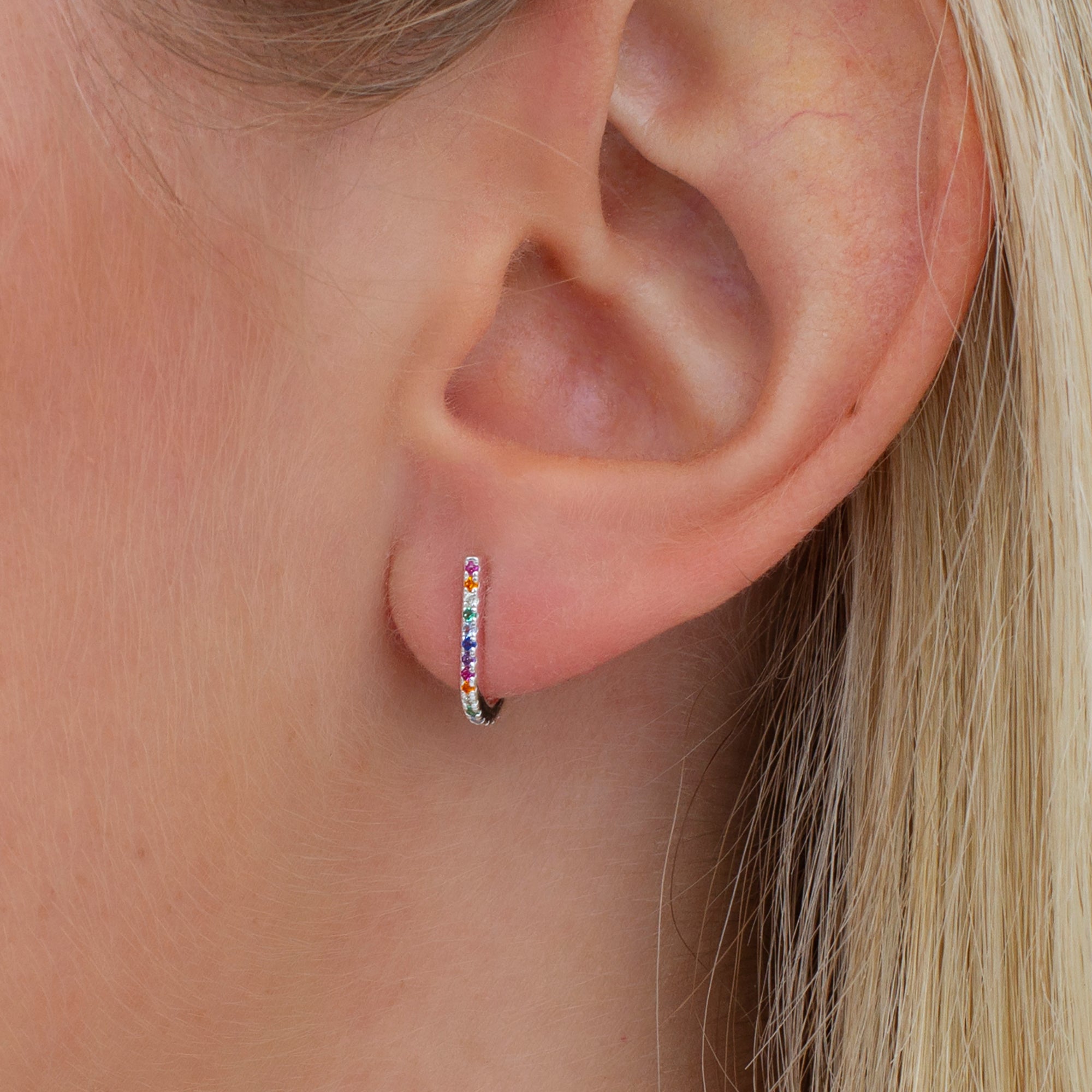 Sterling Silver Rainbow U Stud Earrings