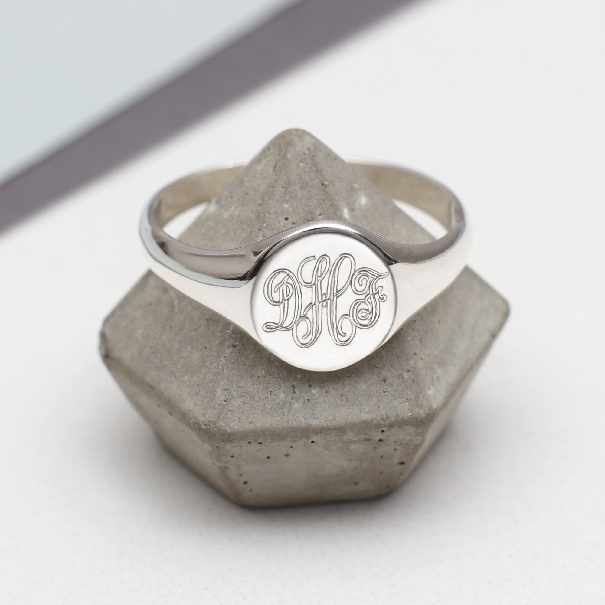 Sterling Silver Monogram Oval Signet Ring