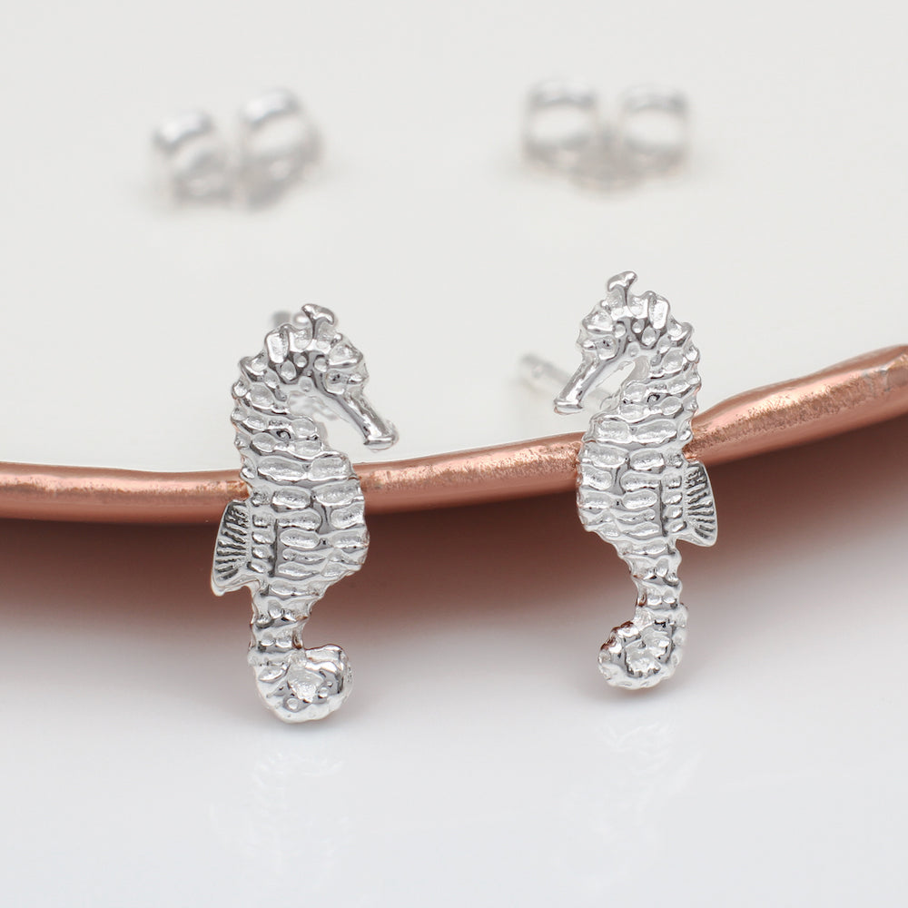 Sterling Silver Mini Seahorse Earrings