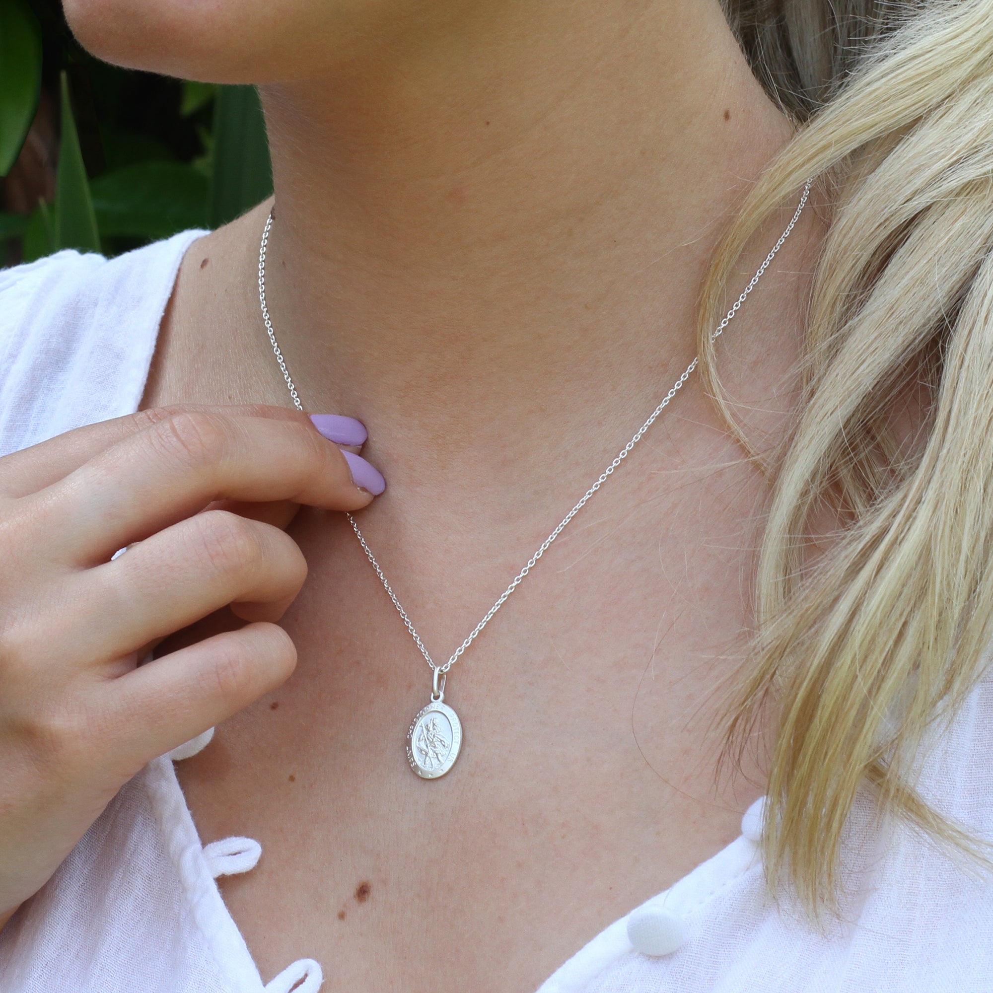 Personalised Silver St Christopher Charm Necklace