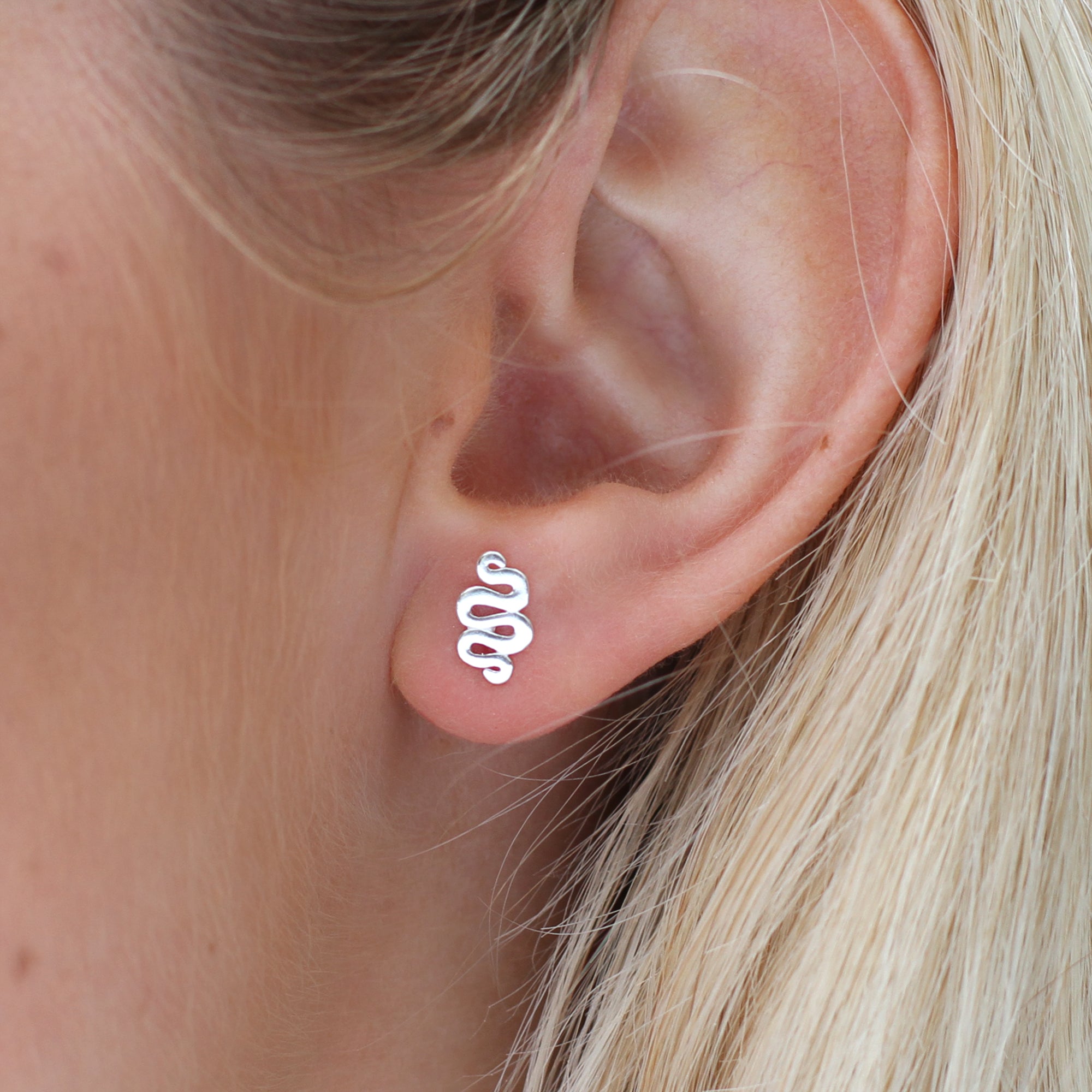 18ct Gold Plated Or Sterling Silver Snake Stud Earrings