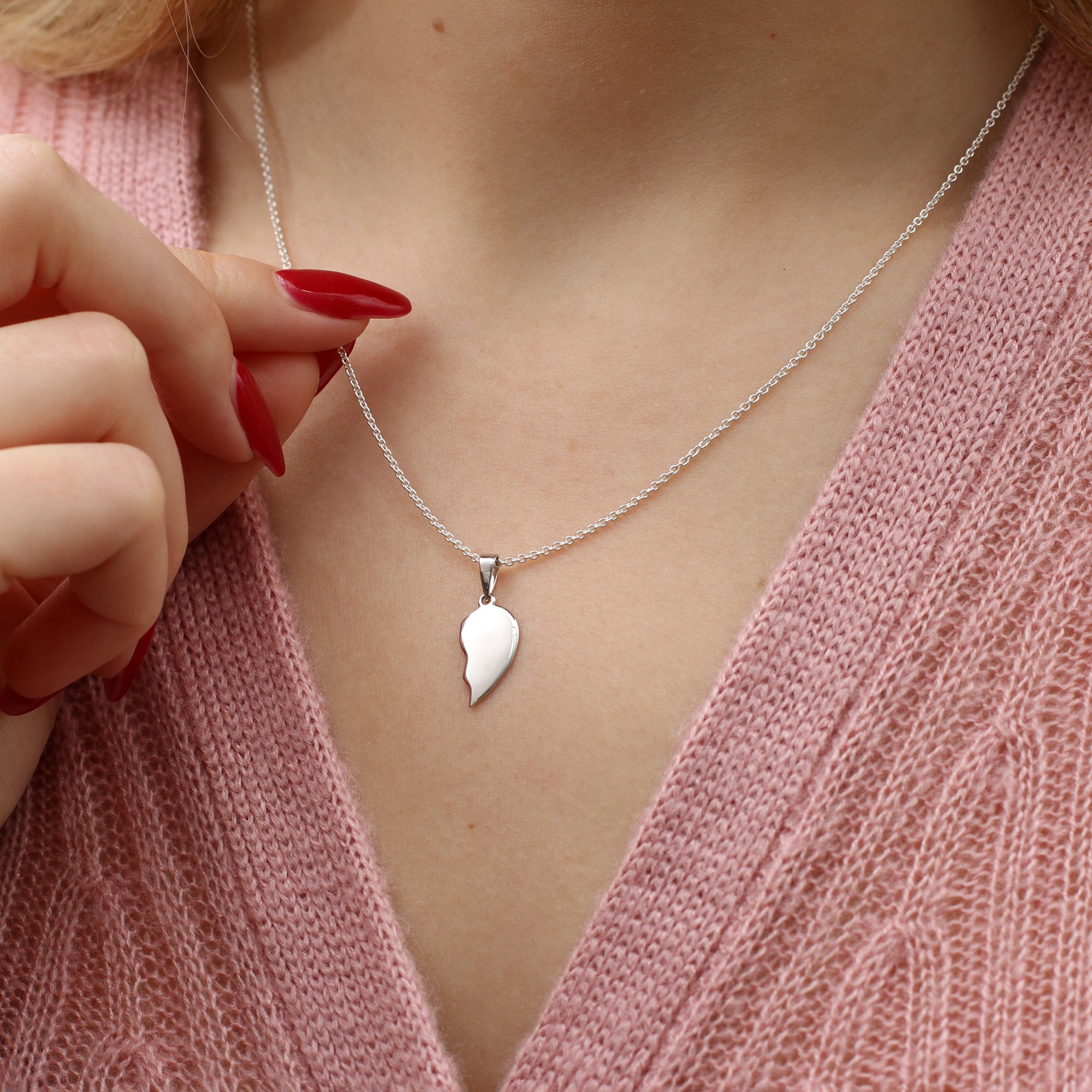 Personalised Sterling Silver Split Heart Friendship Necklace Set