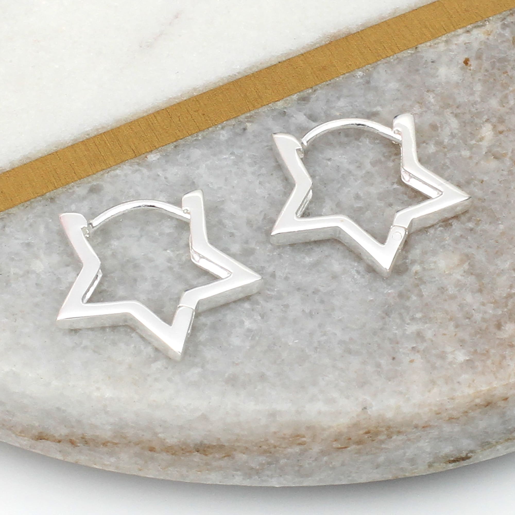 18ct Gold Plated Or Sterling Silver Star Hoop Earrings