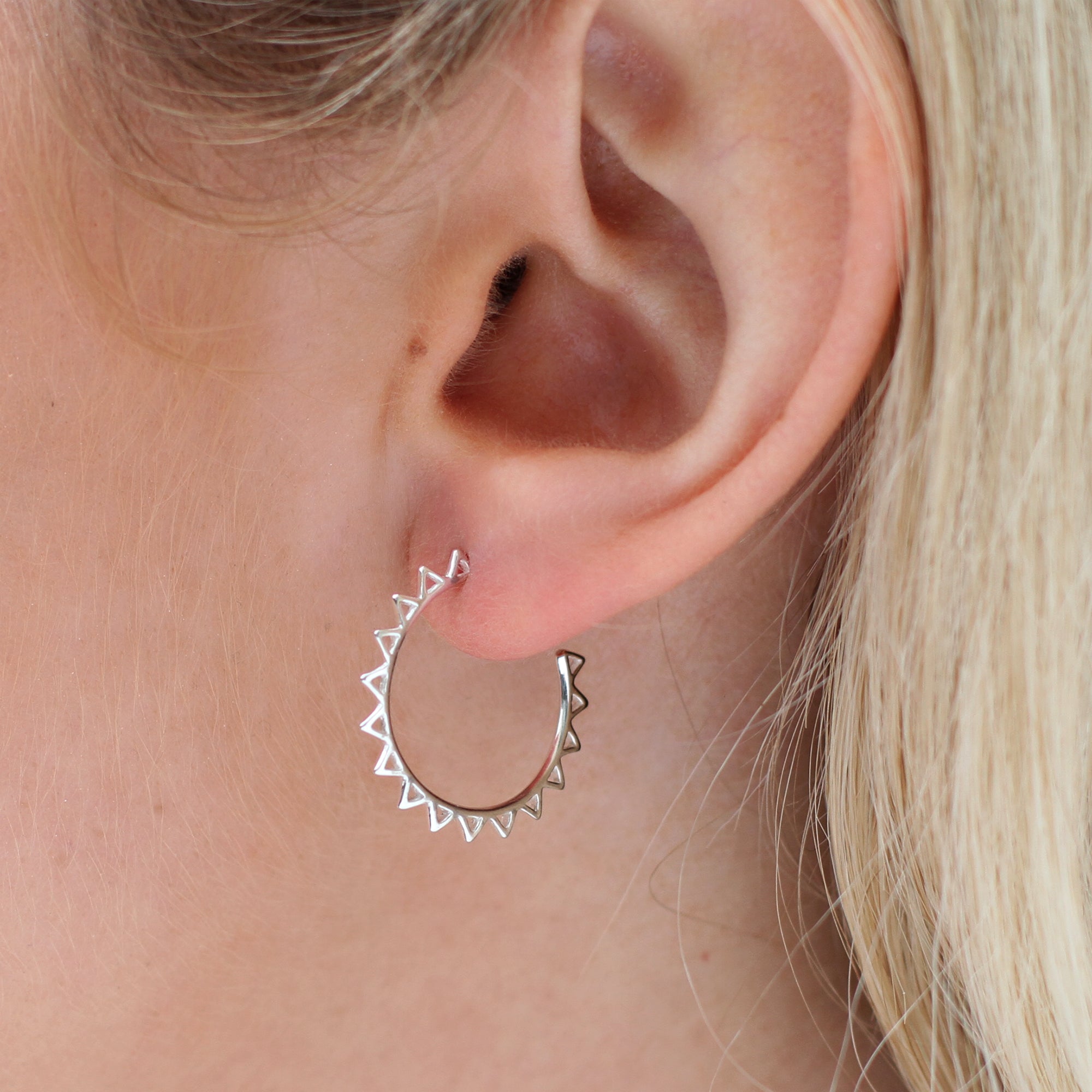 Sterling Silver Sun Hoop Earrings