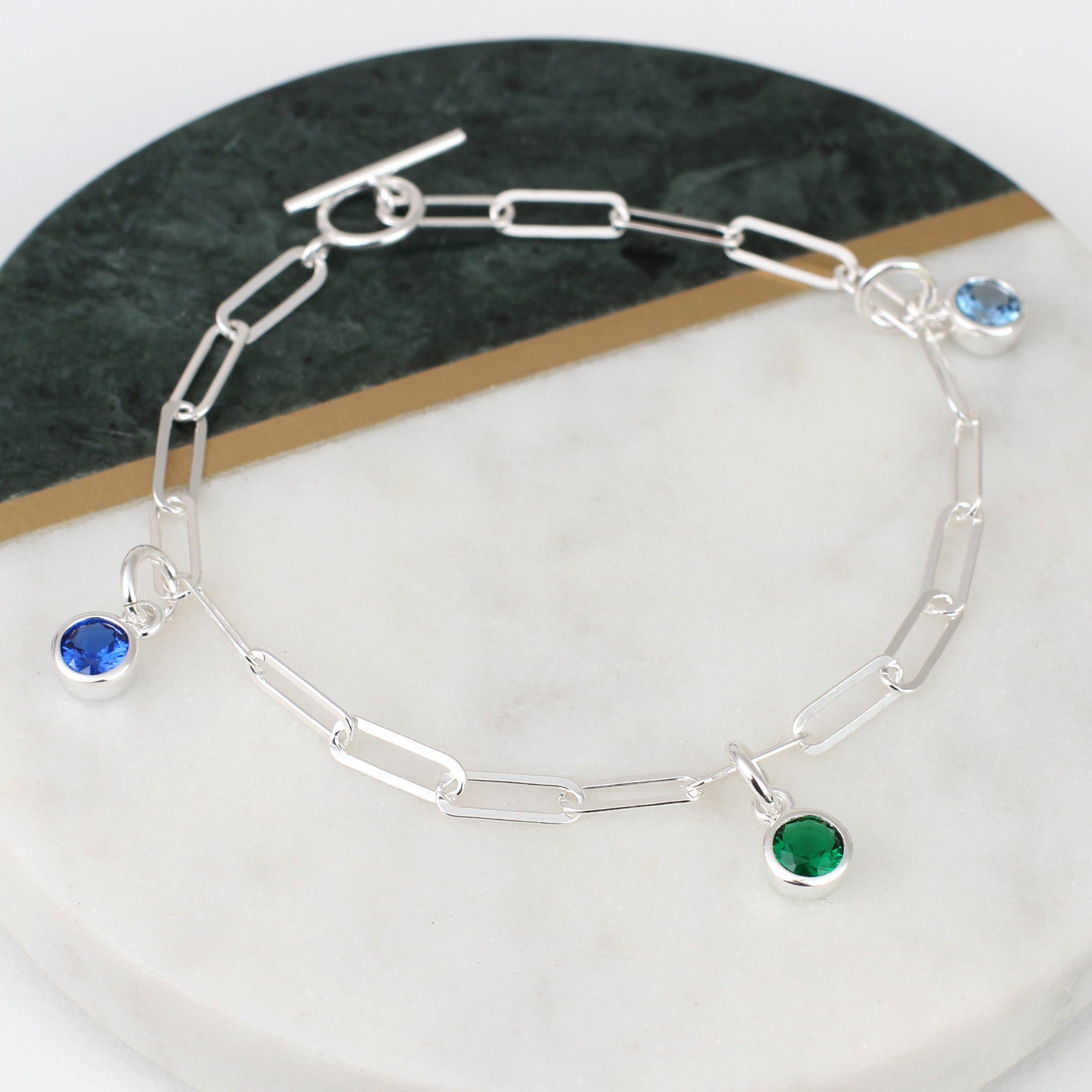 18ct Gold Plated Or Silver Family Birthstone Bracelet