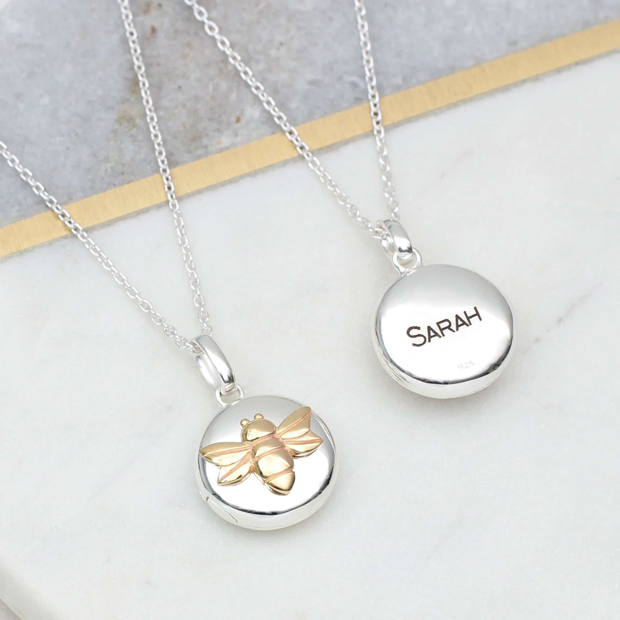 Personalised Silver & 18ct Gold Plated Bee Locket