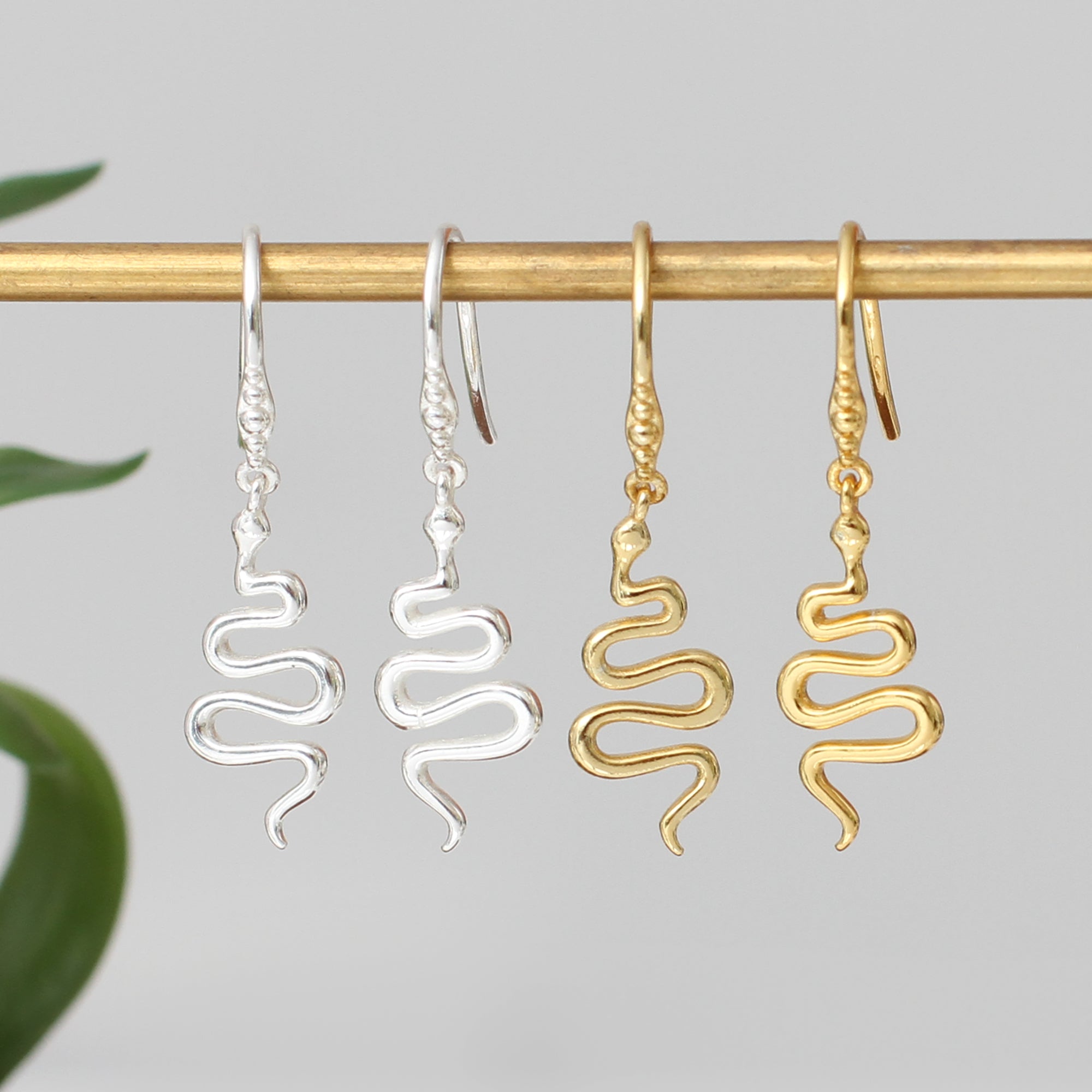 18ct Gold Plated Snake Earrings