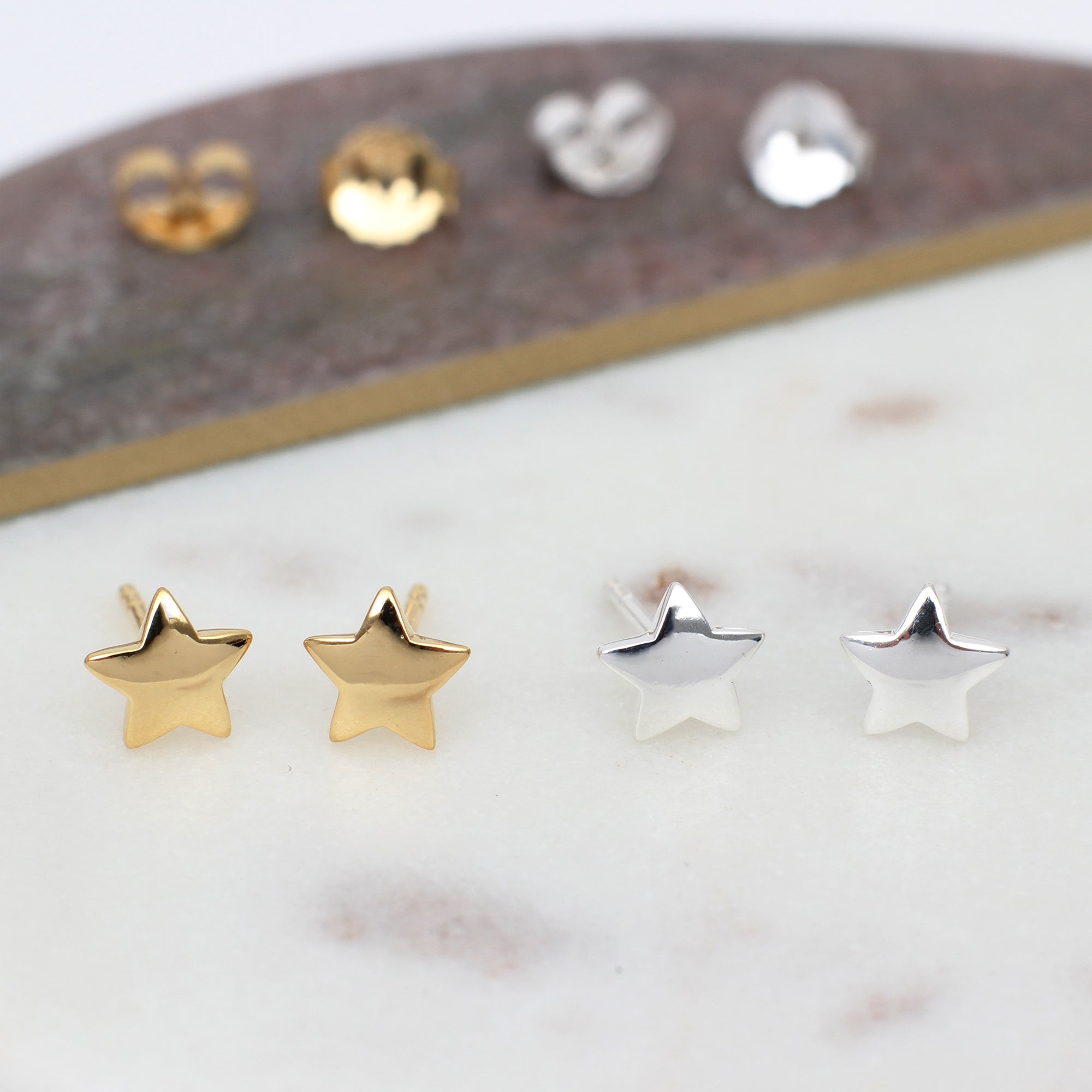 18ct Gold Plated Or Sterling Silver Star Stud Earrings