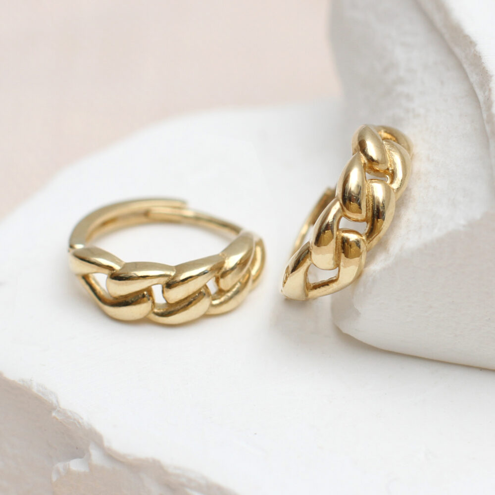 9ct Gold Plaited Huggie Hoop Earrings