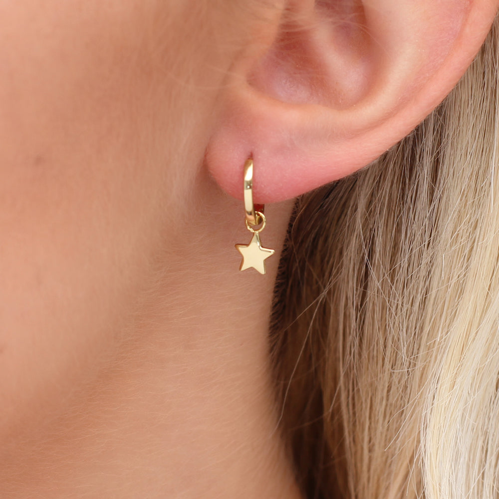 18ct Gold Plated And Sterling Silver Star Charm Earrings