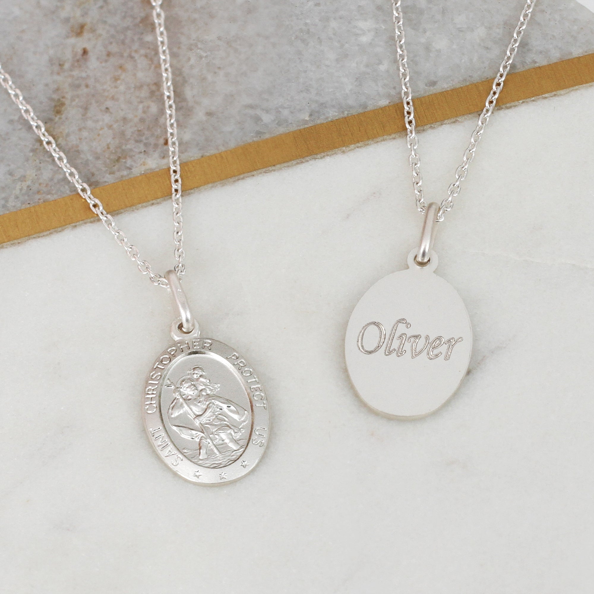 Personalised Silver St Christopher Charm Necklace