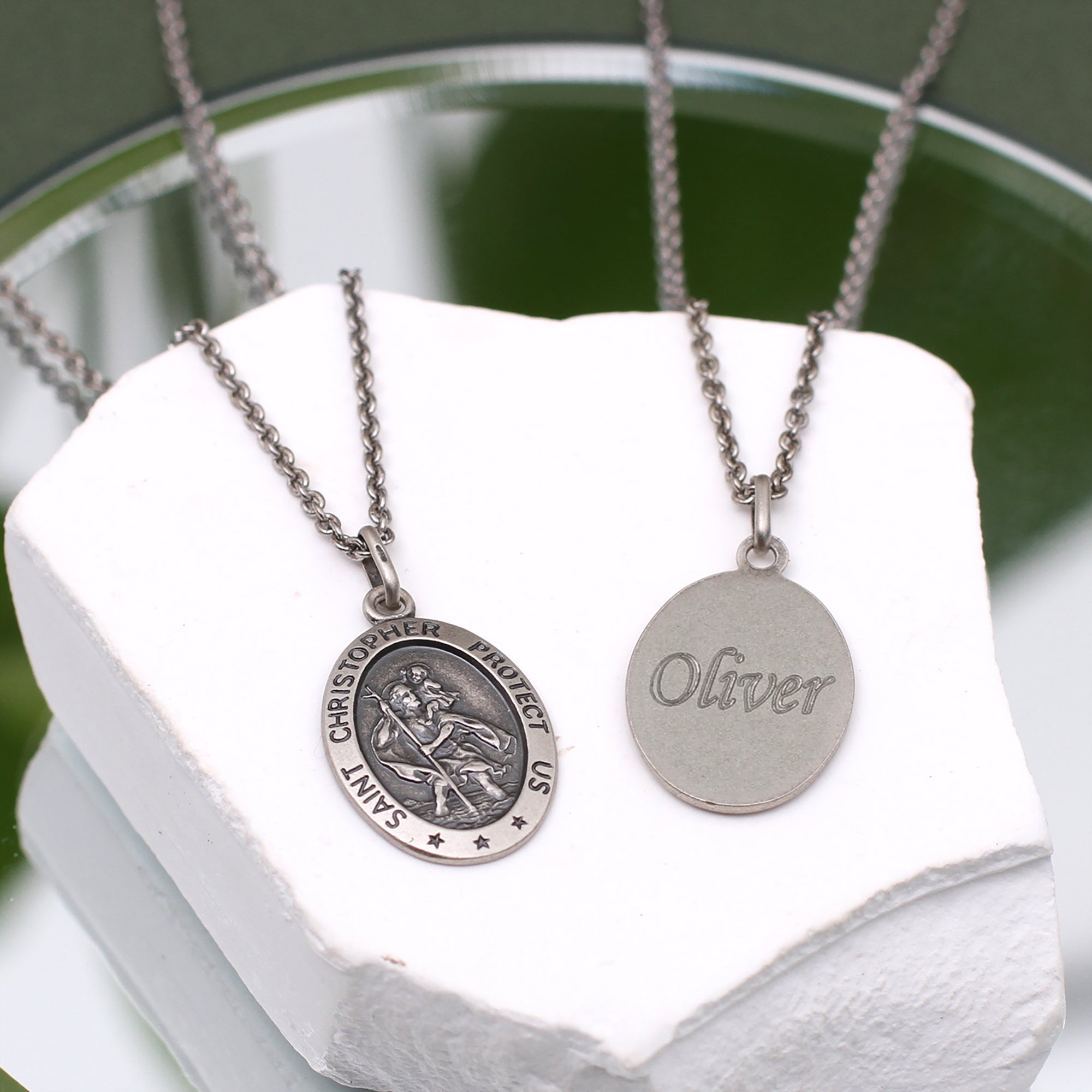 Personalised Sterling Silver St Christopher Necklace