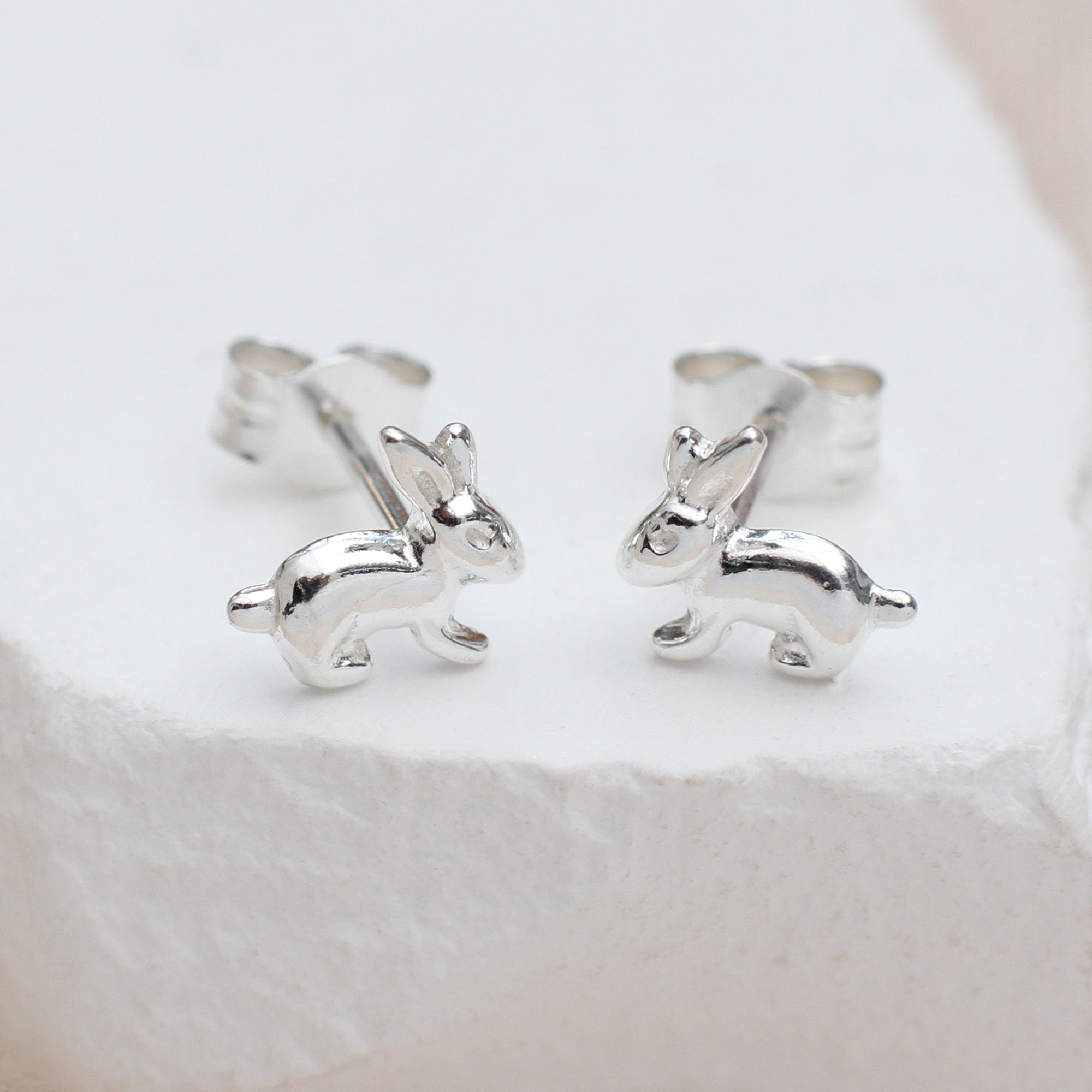 Sterling Silver Mini Bunny Rabbit Stud Earrings