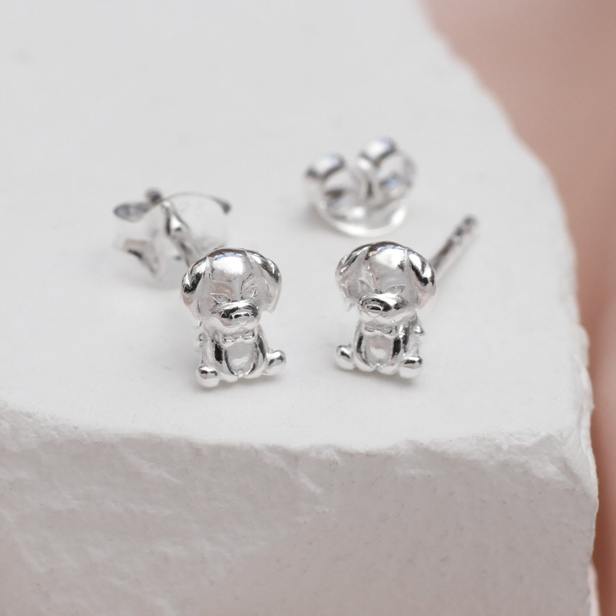 Sterling Silver Mini Puppy Dog Stud Earrings